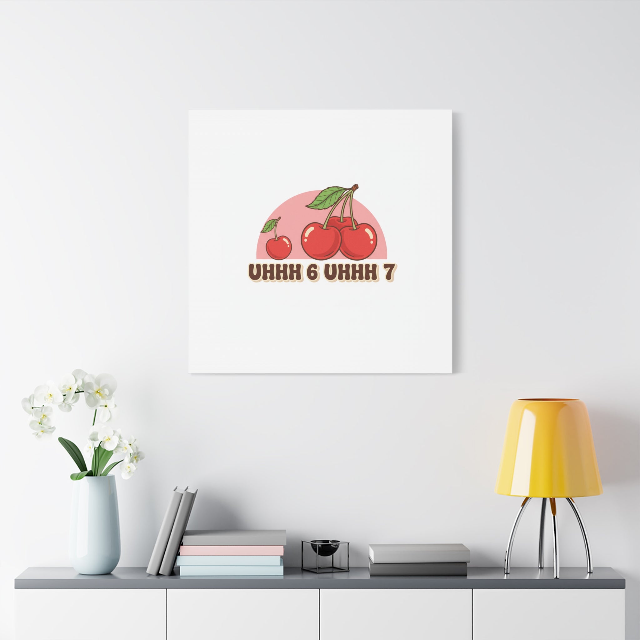 Six Severn Cherry Retro Graphic Canvas | kawaii fruit print, vintage cherry design