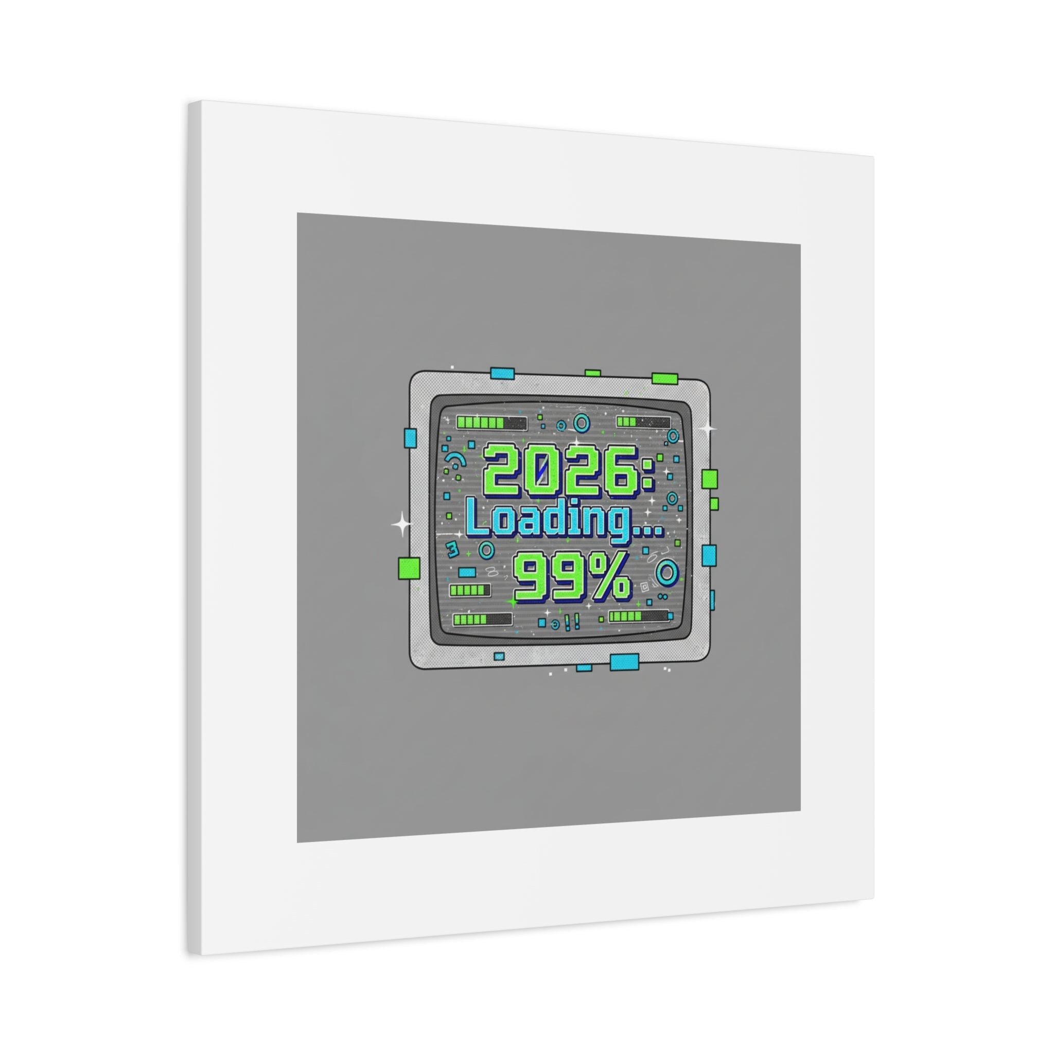 2026 Loading 99% Canvas | NYE countdown, retro system interface