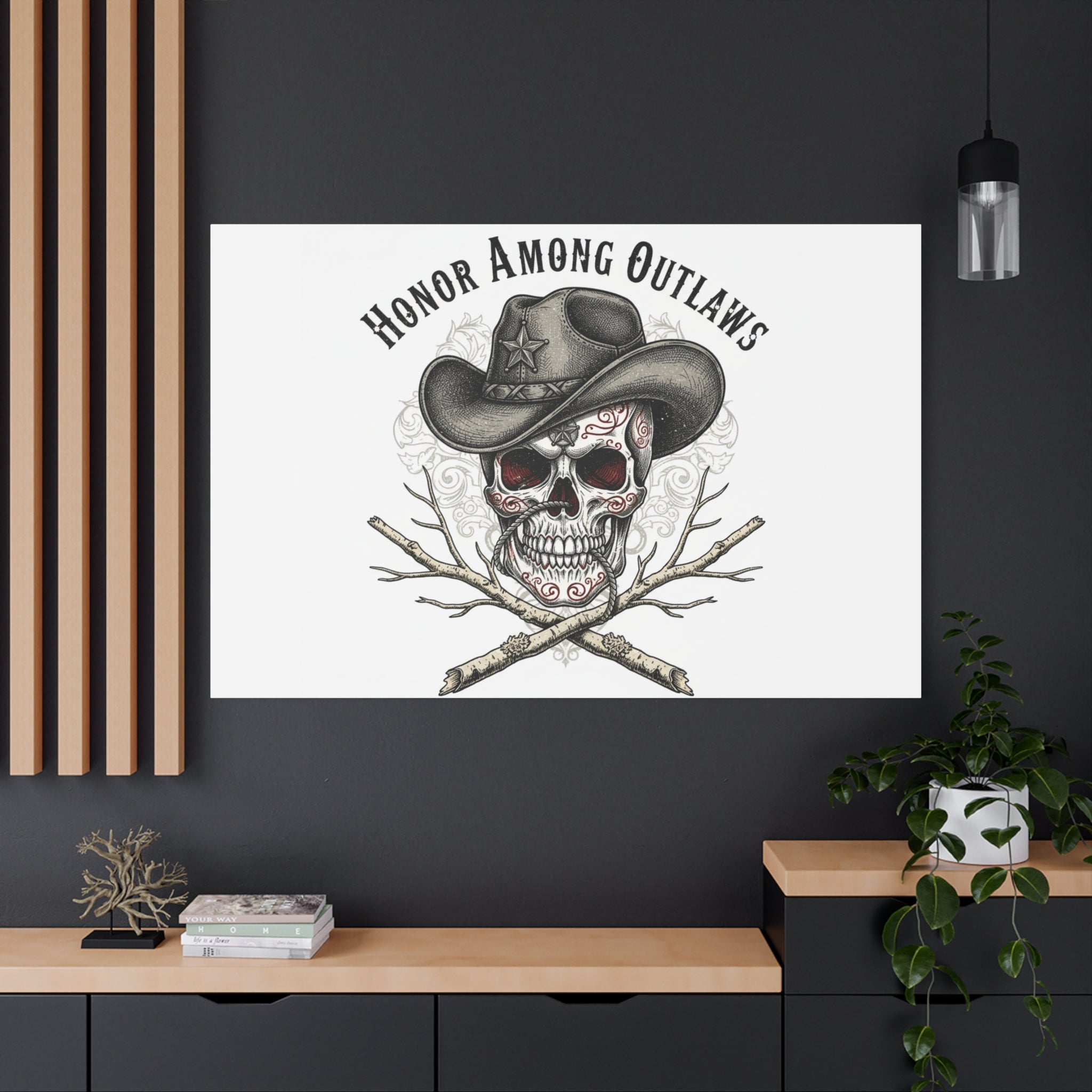 Honor Among Outlaws Canvas | Western Skull Art, Gothic Americana Desert Noir