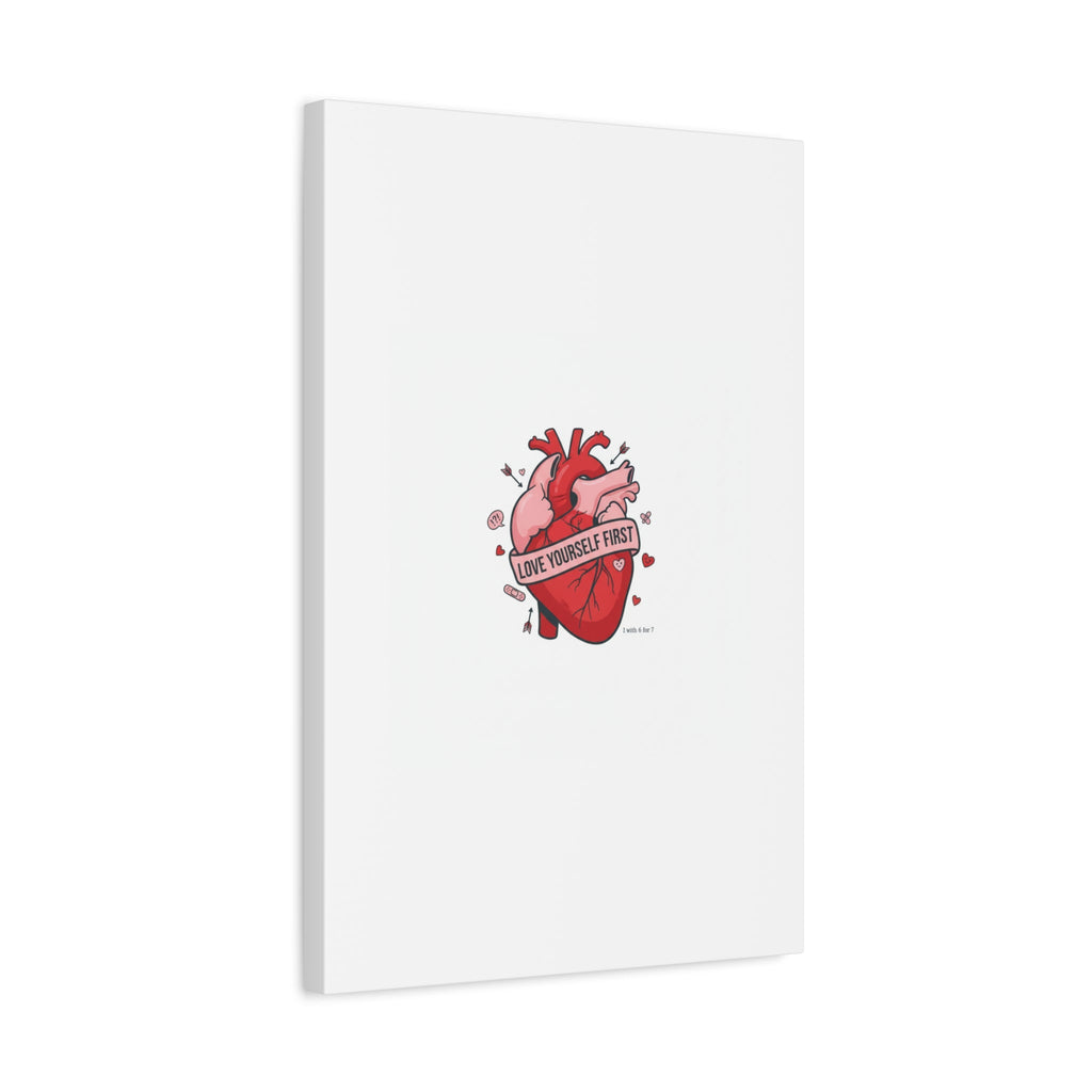 Love Yourself First Canvas, Hearts-with-a-Twist, Anti-Valentine Art