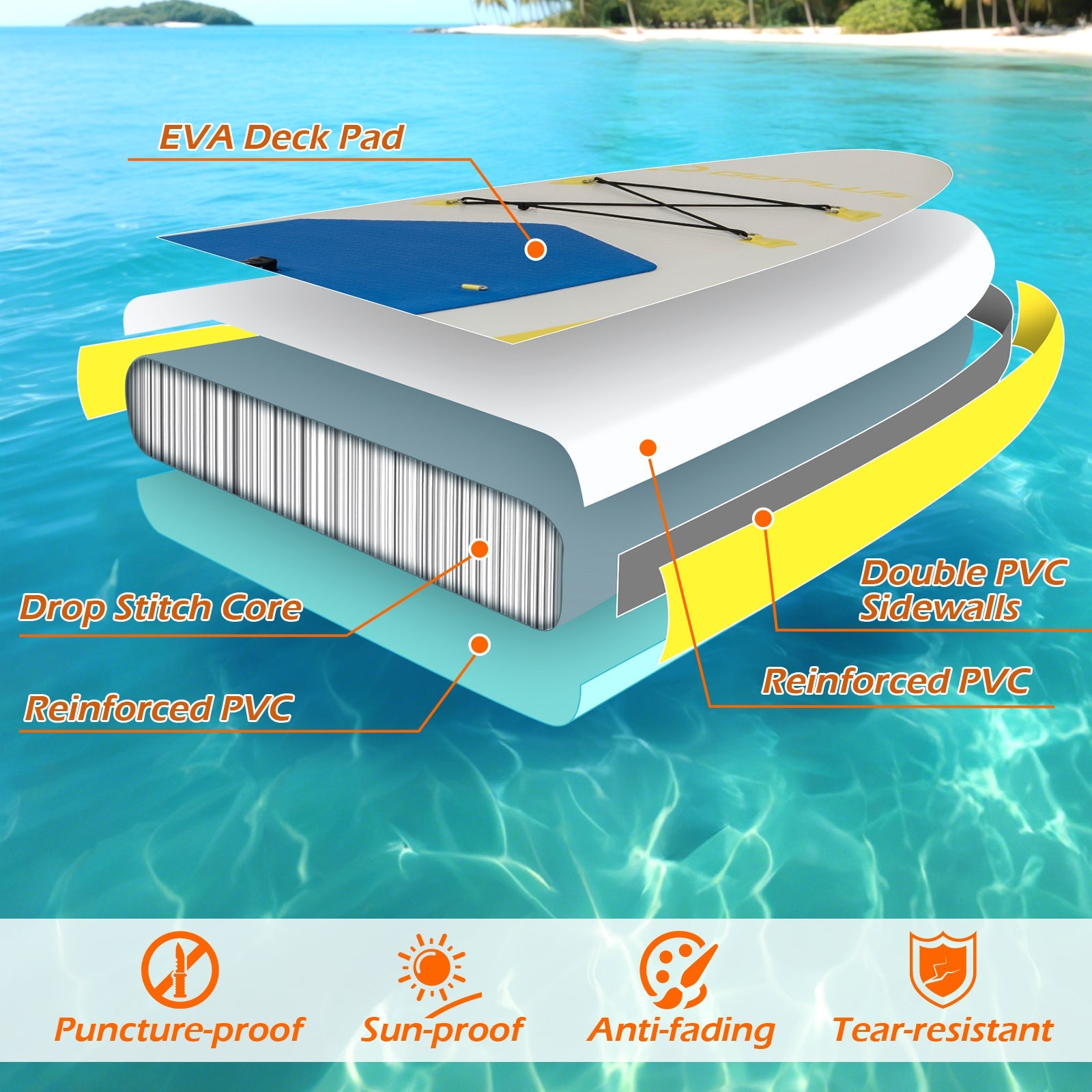 11 Feet Premium SUP Inflatable Stand Up Paddle Board with Accessories for Youth Adults-L