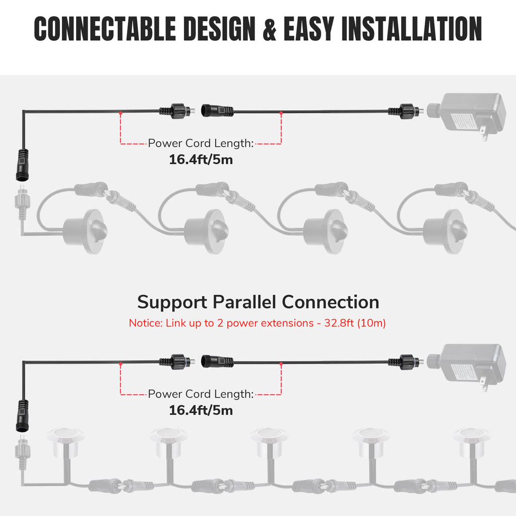 Yescom 12V Adapter Connector Cable for LED Deck Light