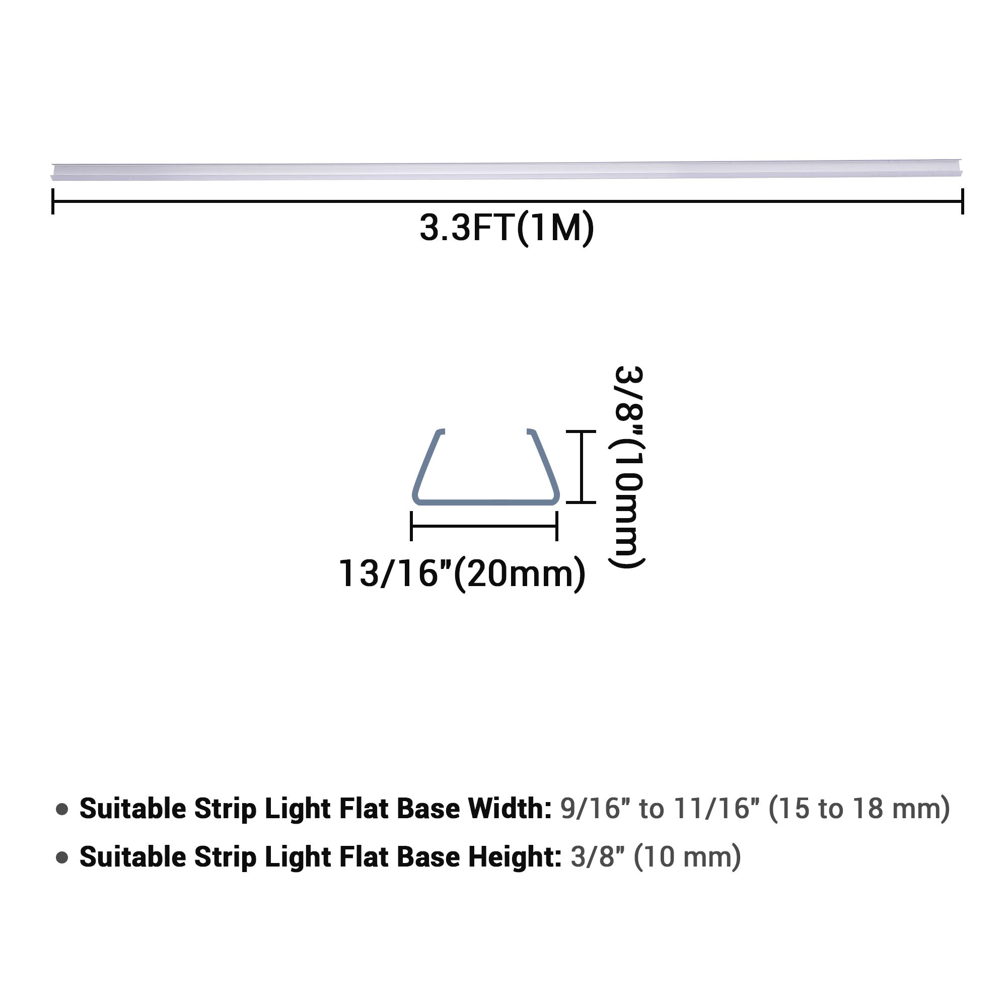 Yescom 3ft 11/16in. Plastic U-Channels Set(5) - for RGBW Neon Rope Lights