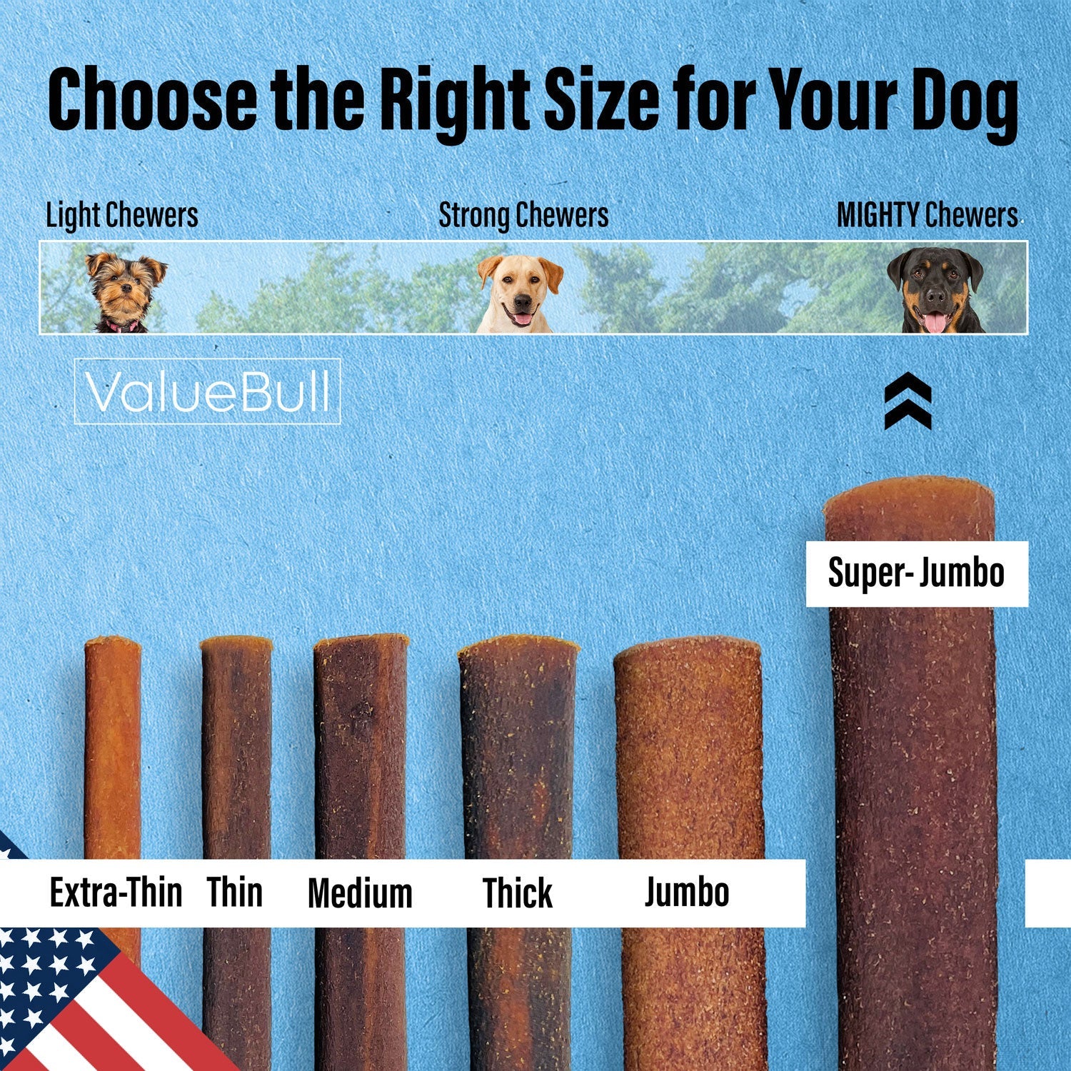 ValueBull USA Collagen Sticks for Dogs, 6 Inch Super Jumbo Chews, Natural Long-Lasting Dog Treats, 50 Count