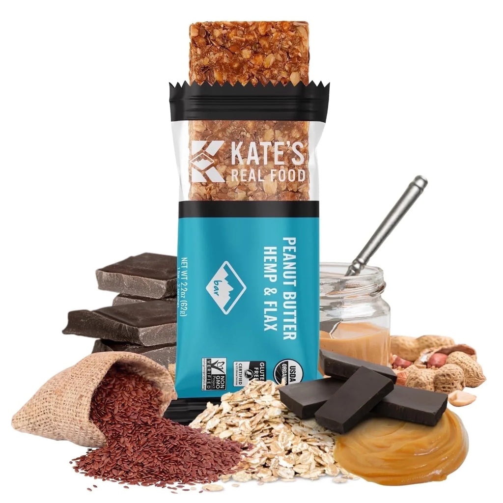 Kate's Real Food Peanut Butter Hemp Protein Fruit & Nut Bars, 2.2 oz, Case of 12