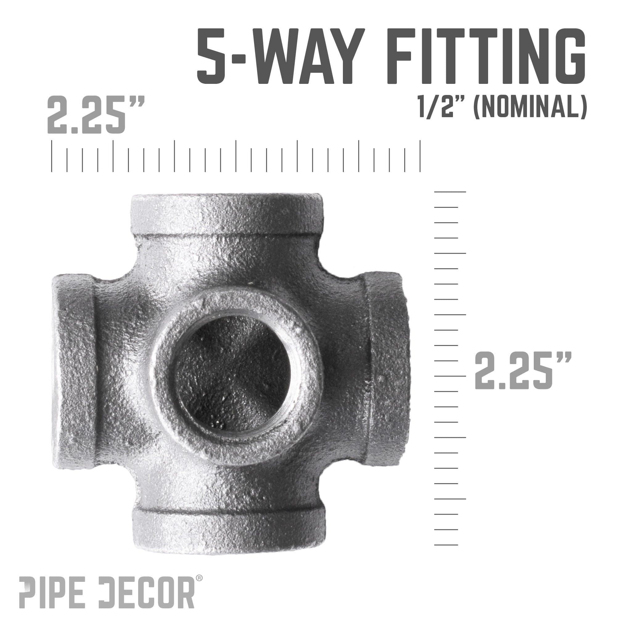 1/2 in. Black 5 - Way Fitting - PhishStones Products