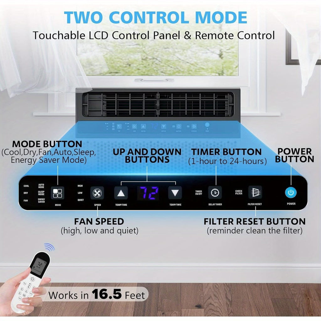 12000 BTU Window Air Conditioner, 3in 1 Ac Window Unit for Room Cools Up to 450 Sq.Ft, Dehumidifier & Fan with Energy Saving Mode, 3 Fan Speeds& Quiet Operation