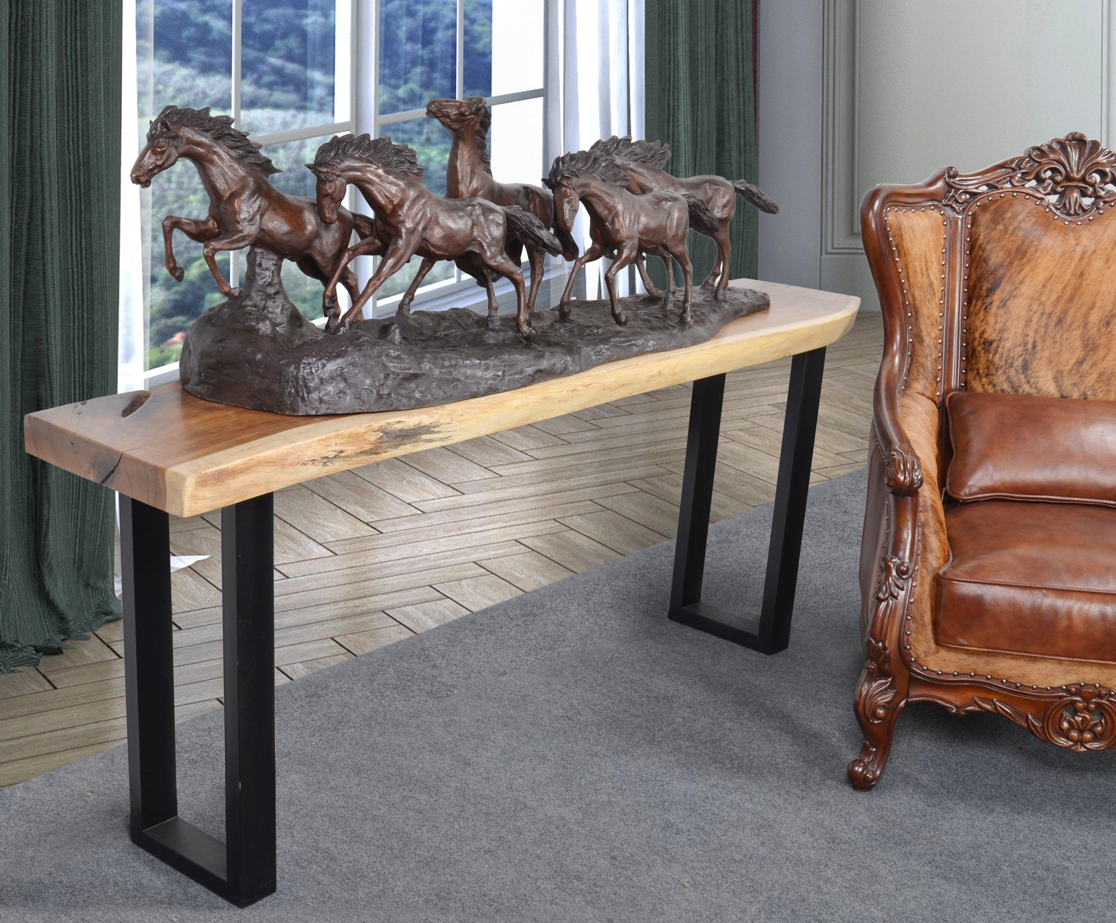 Natural Suar Live Edge Console 78 Inches Long