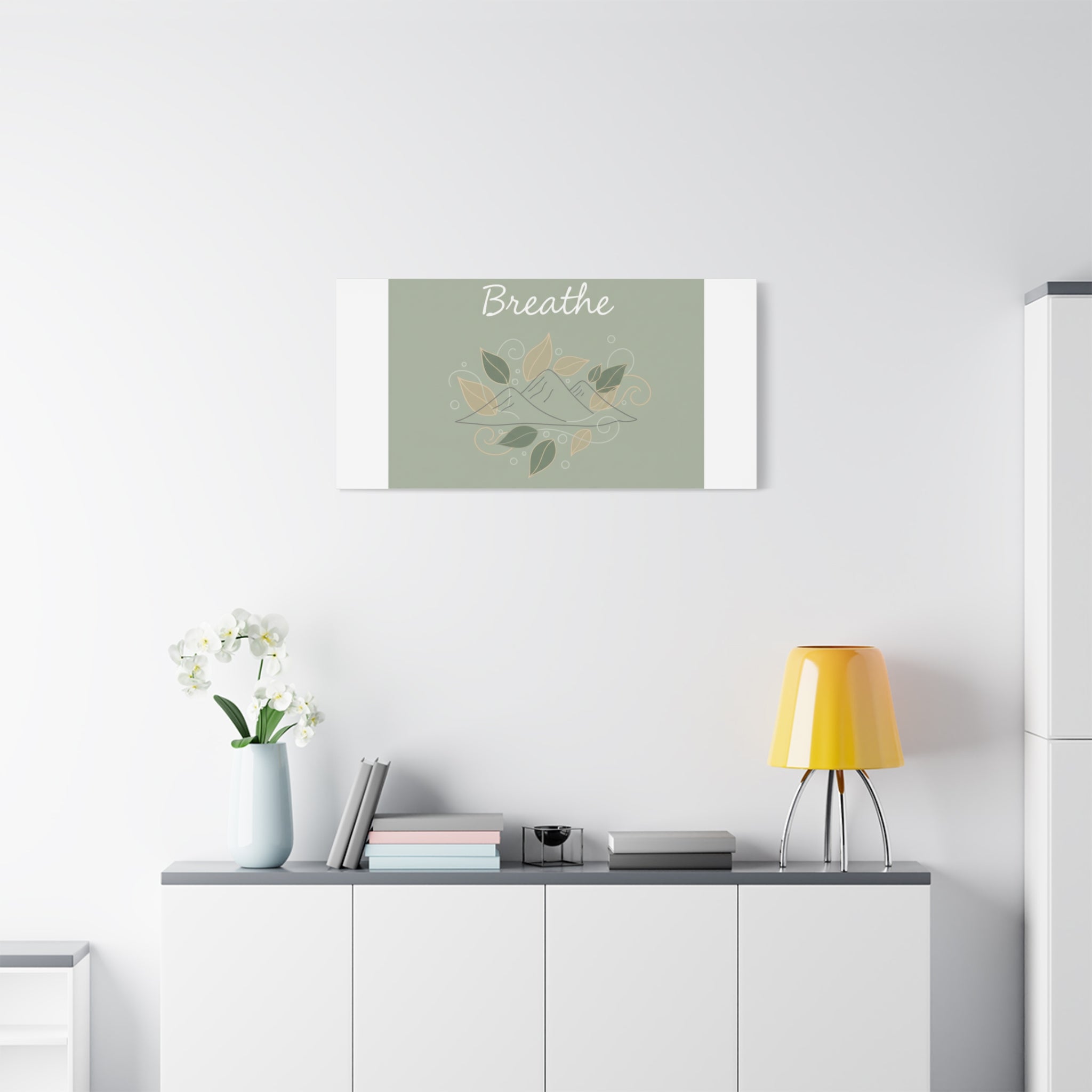 Breathe Mountain Line Canvas | Nature Symbols, Minimal Forest Wall Art