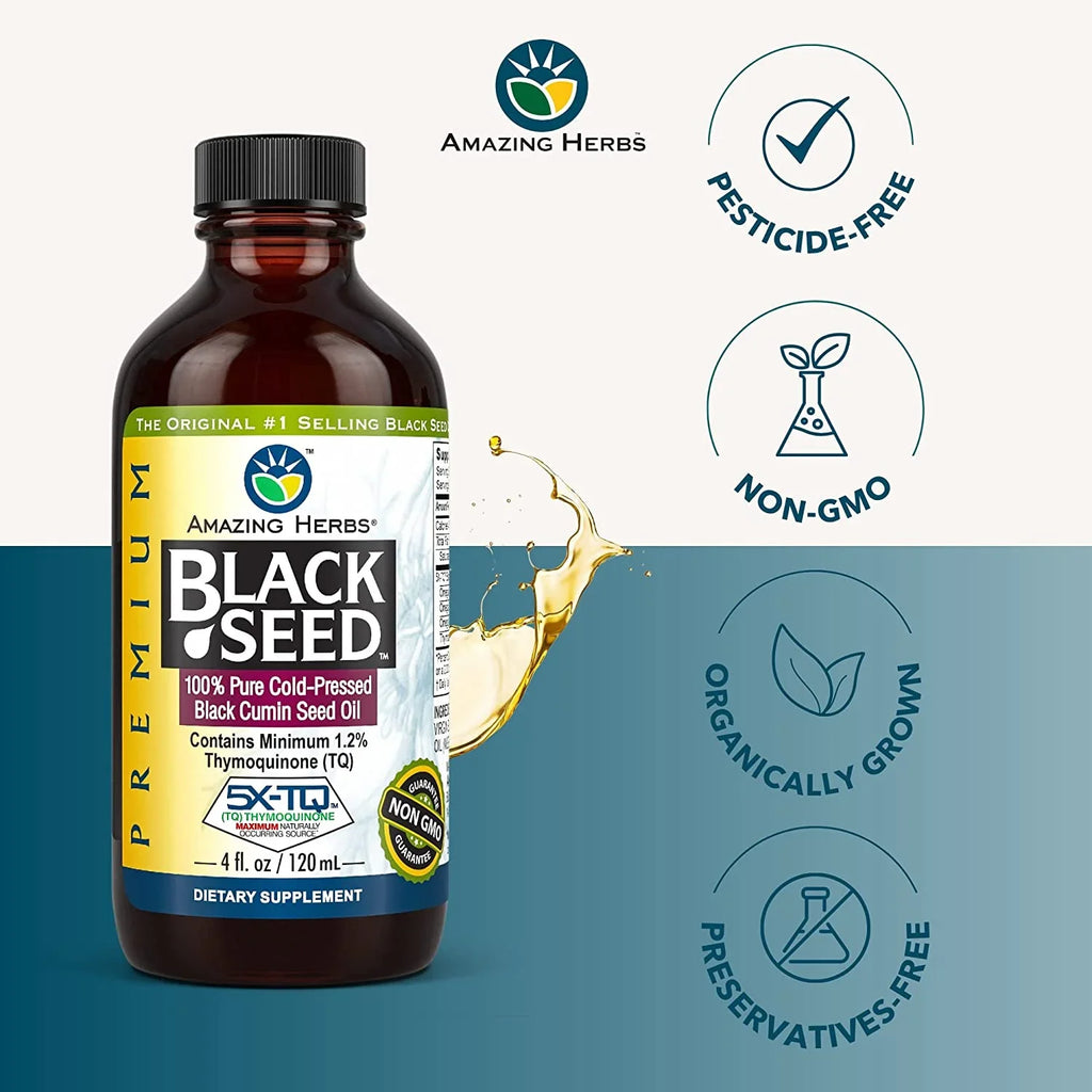 Amazing Herbs Black Seed & Flaxseed Oil Blend, 8 fl oz, Pack of 3