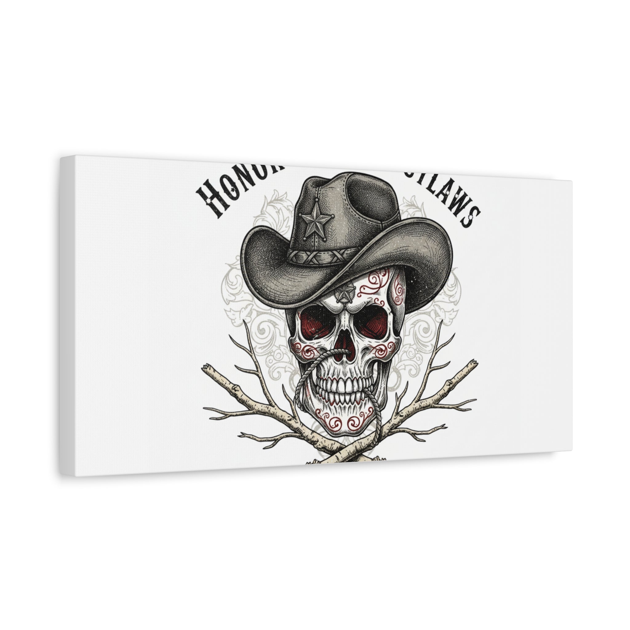 Honor Among Outlaws Canvas | Western Skull Art, Gothic Americana Desert Noir