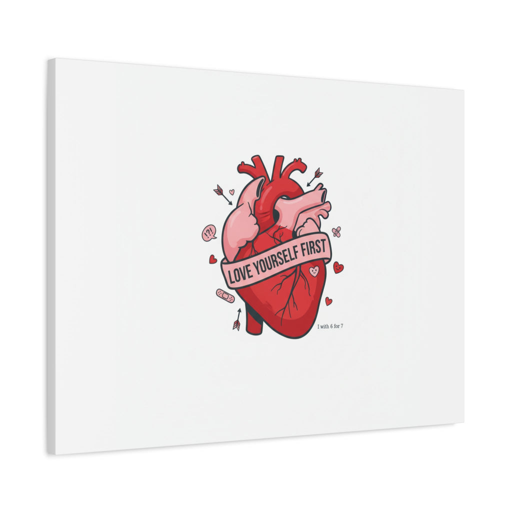 Love Yourself First Canvas, Hearts-with-a-Twist, Anti-Valentine Art