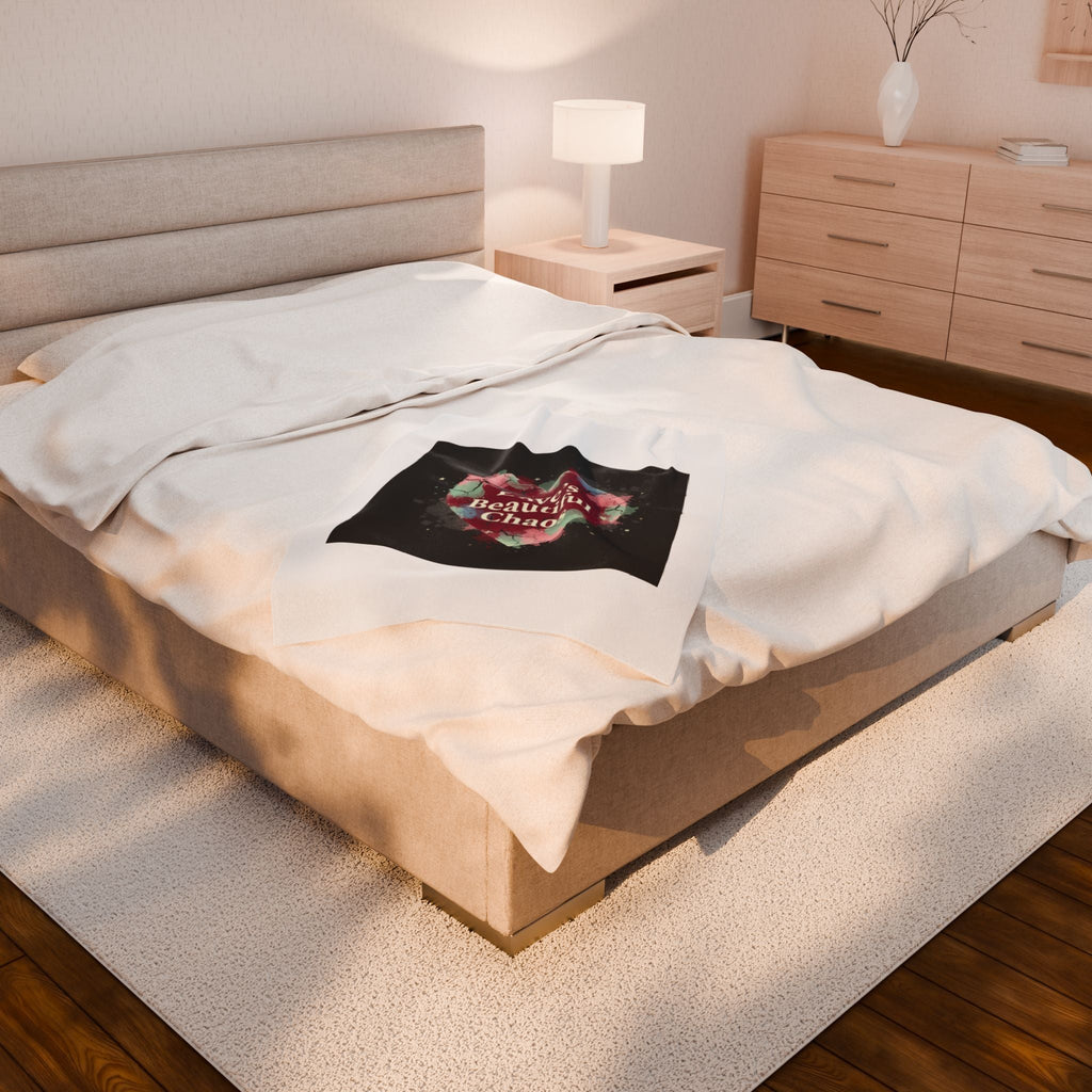 Love's Beautiful Chaos Velveteen Blanket | Soft Grunge Hearts, Distressed Heart Collage