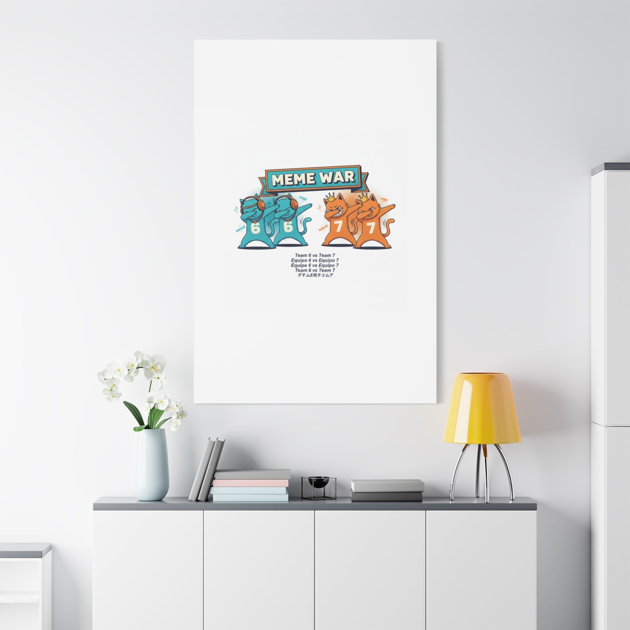 Meme War: Six vs. Seven Canvas Wall Art