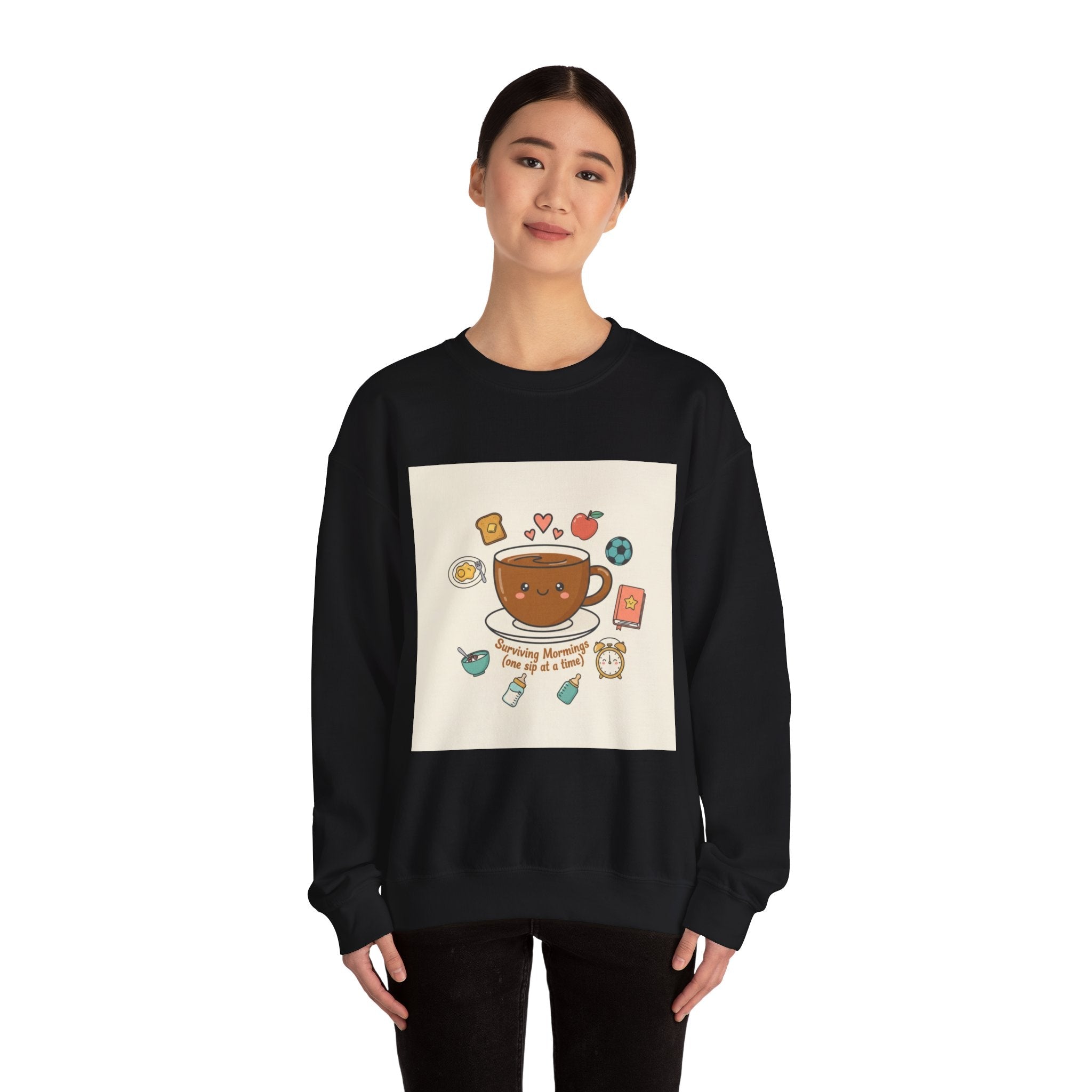 Morning Chaos Coffee Mom Sweatshirt | parenting morning humor, tired parent shirt