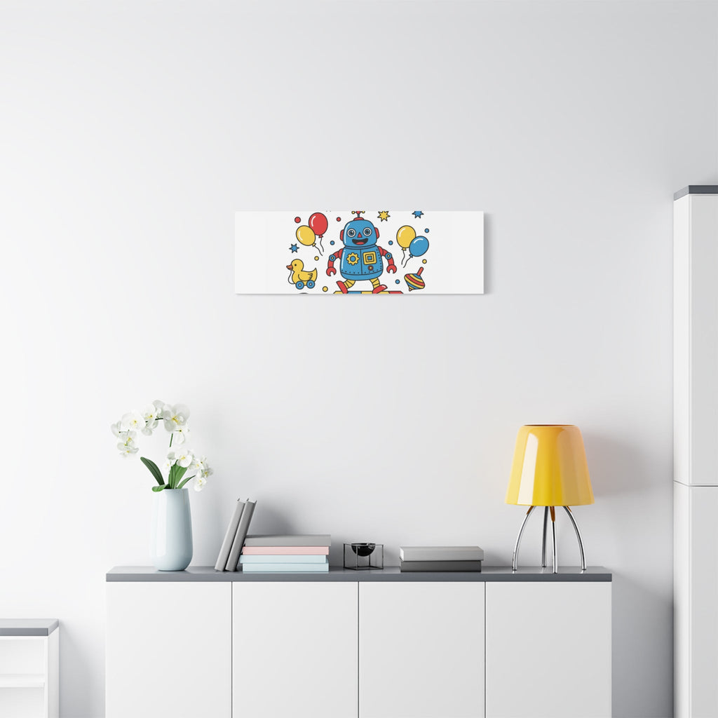 Retro Toy Robot Canvas | Throwback Kid, Primary Color Nostalgia