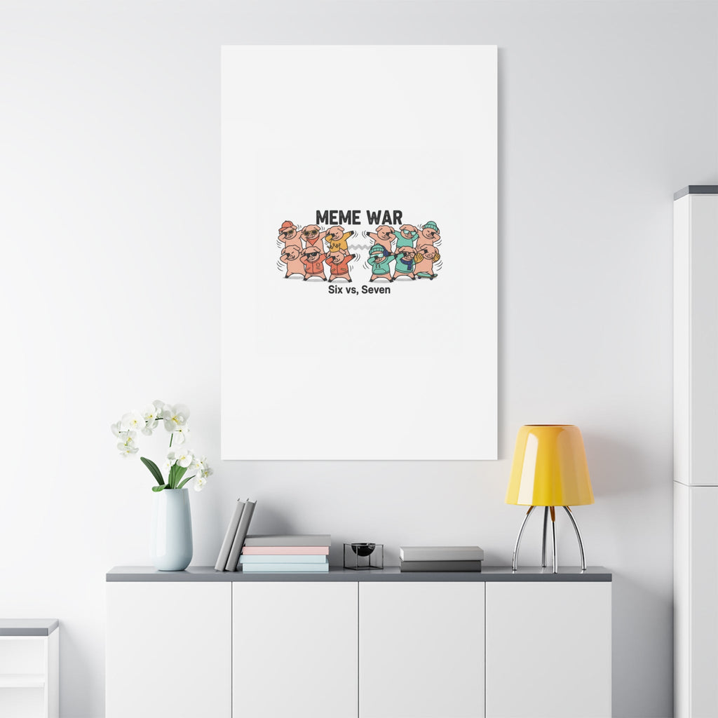 Meme War: Six vs. Seven Canvas Wall Art