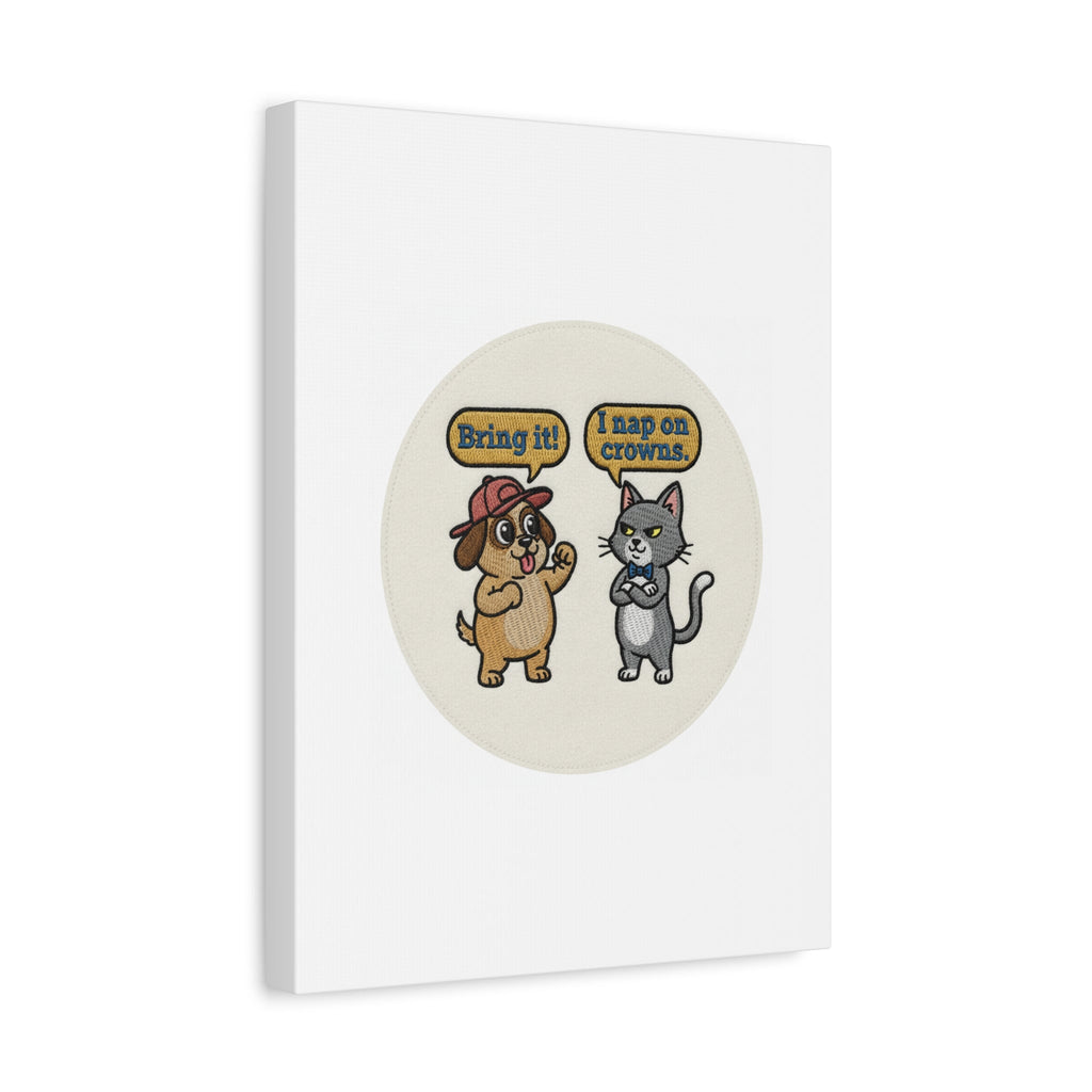 Funny Cat vs Dog Canvas | Pet Rivalry Wall Art