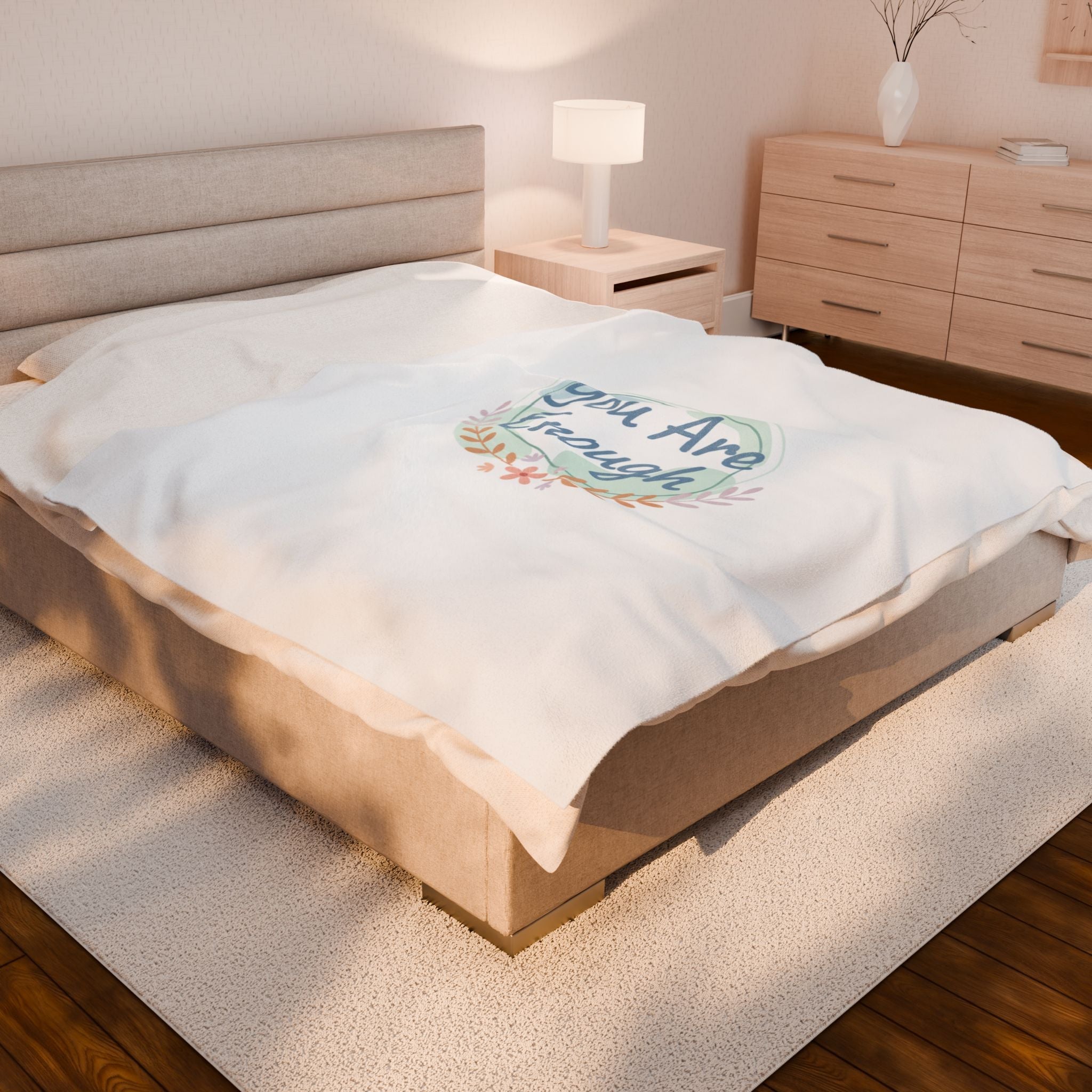 You Are Enough Plush Blanket | Mental Health, Self Care Affirmation