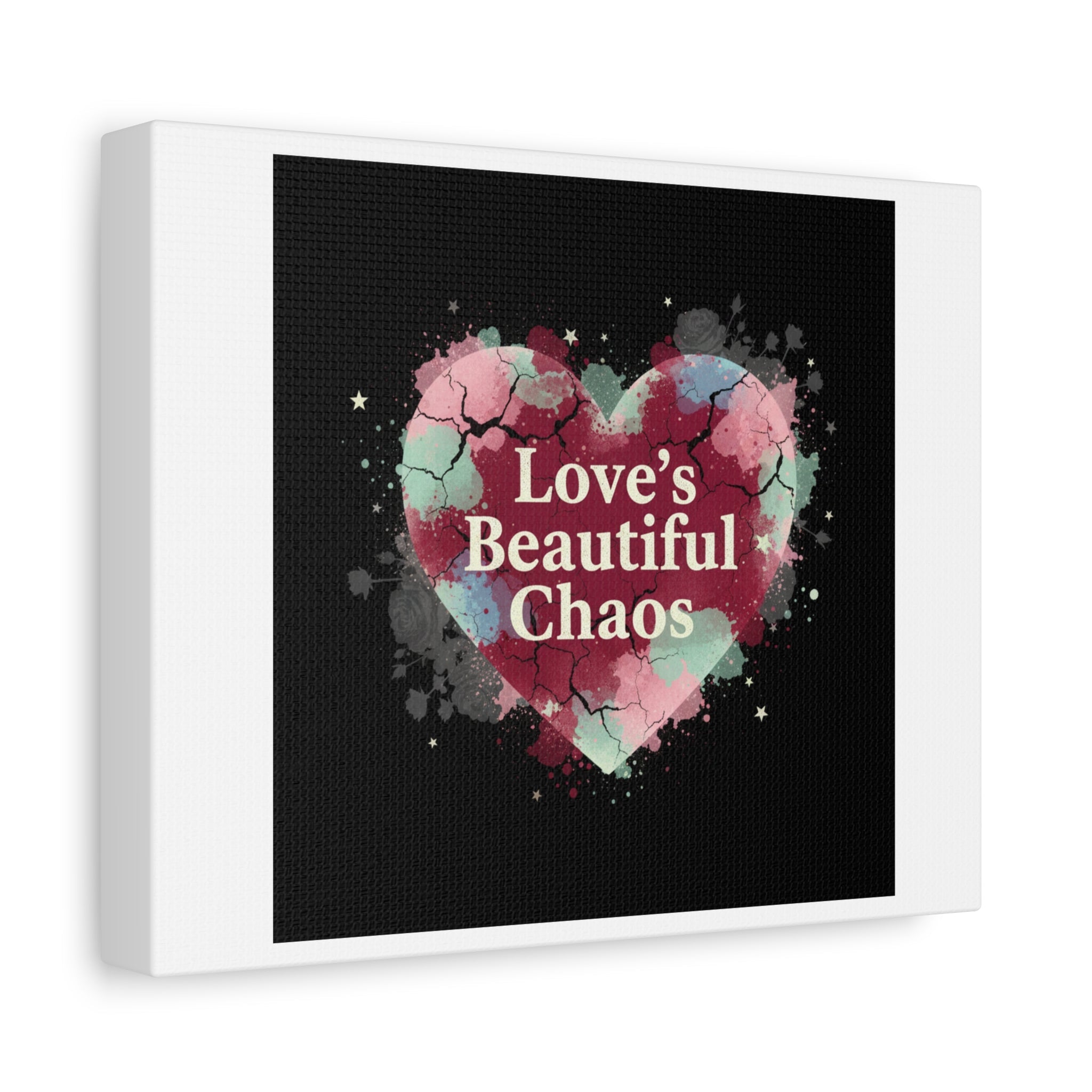 Love's Beautiful Chaos Canvas Print | Soft Grunge Hearts, Distressed Heart Art