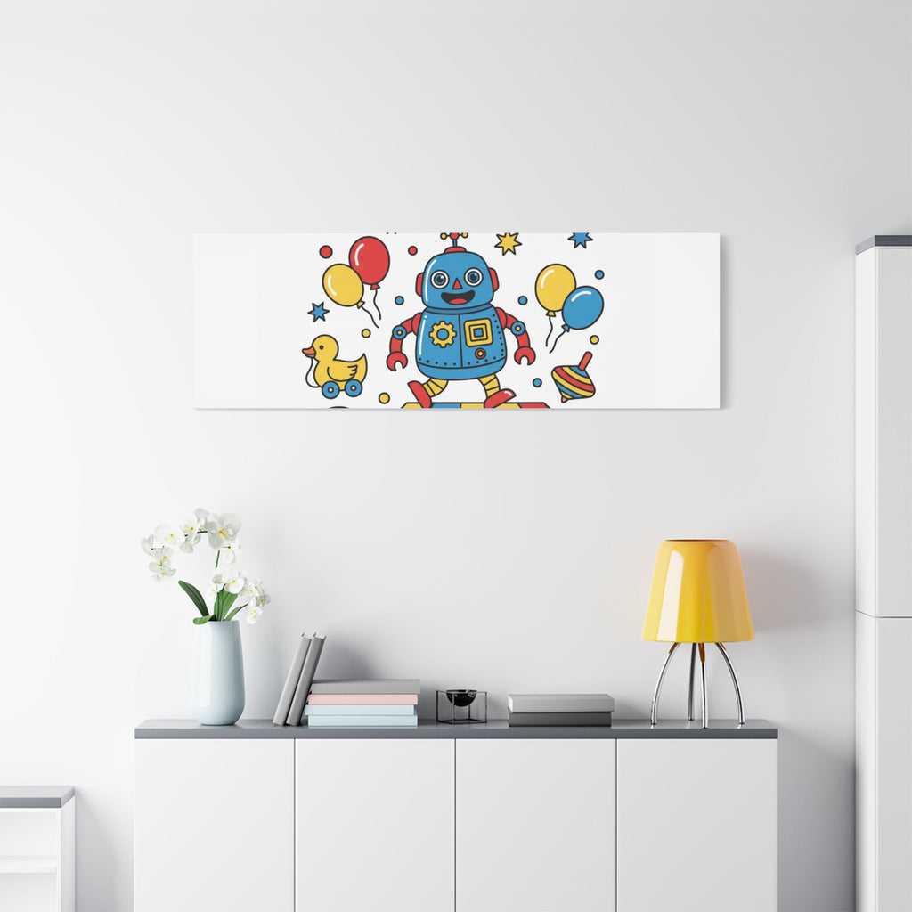 Retro Toy Robot Canvas | Throwback Kid, Primary Color Nostalgia