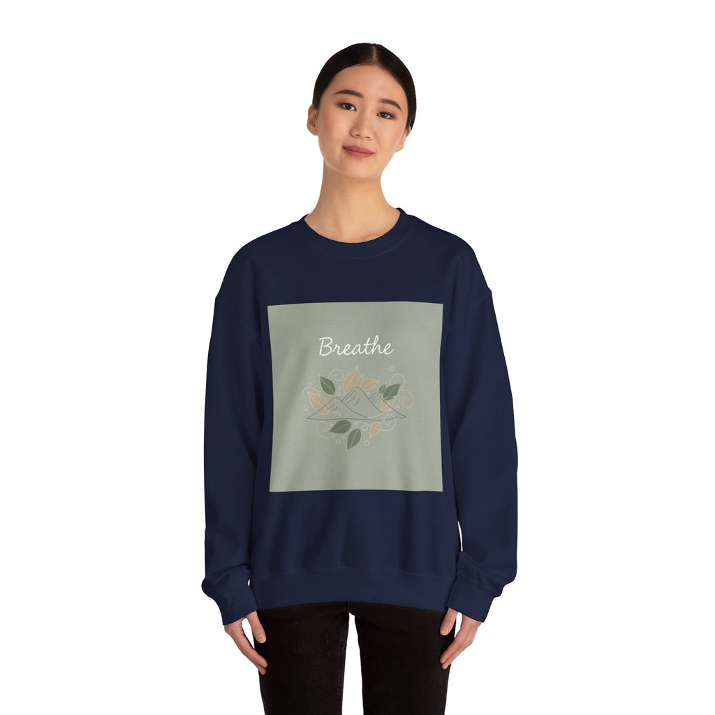 Breathe mountain leaf design Sweatshirt | nature vibes, calming minimal