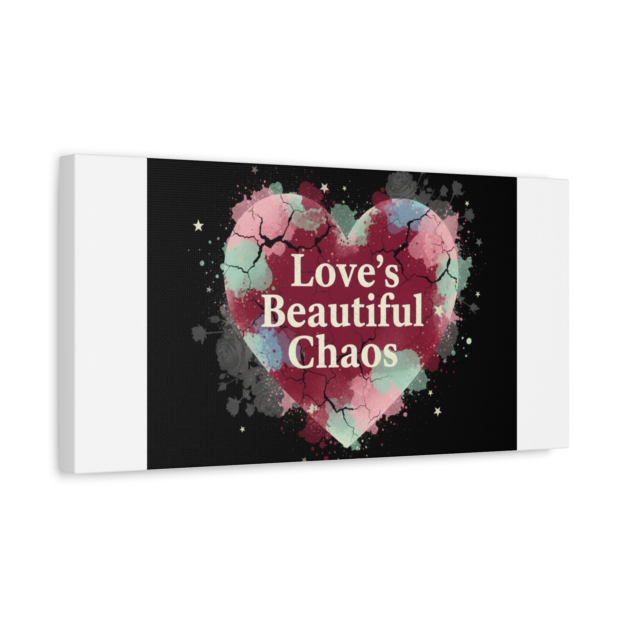 Love's Beautiful Chaos Canvas Print | Soft Grunge Hearts, Distressed Heart Art
