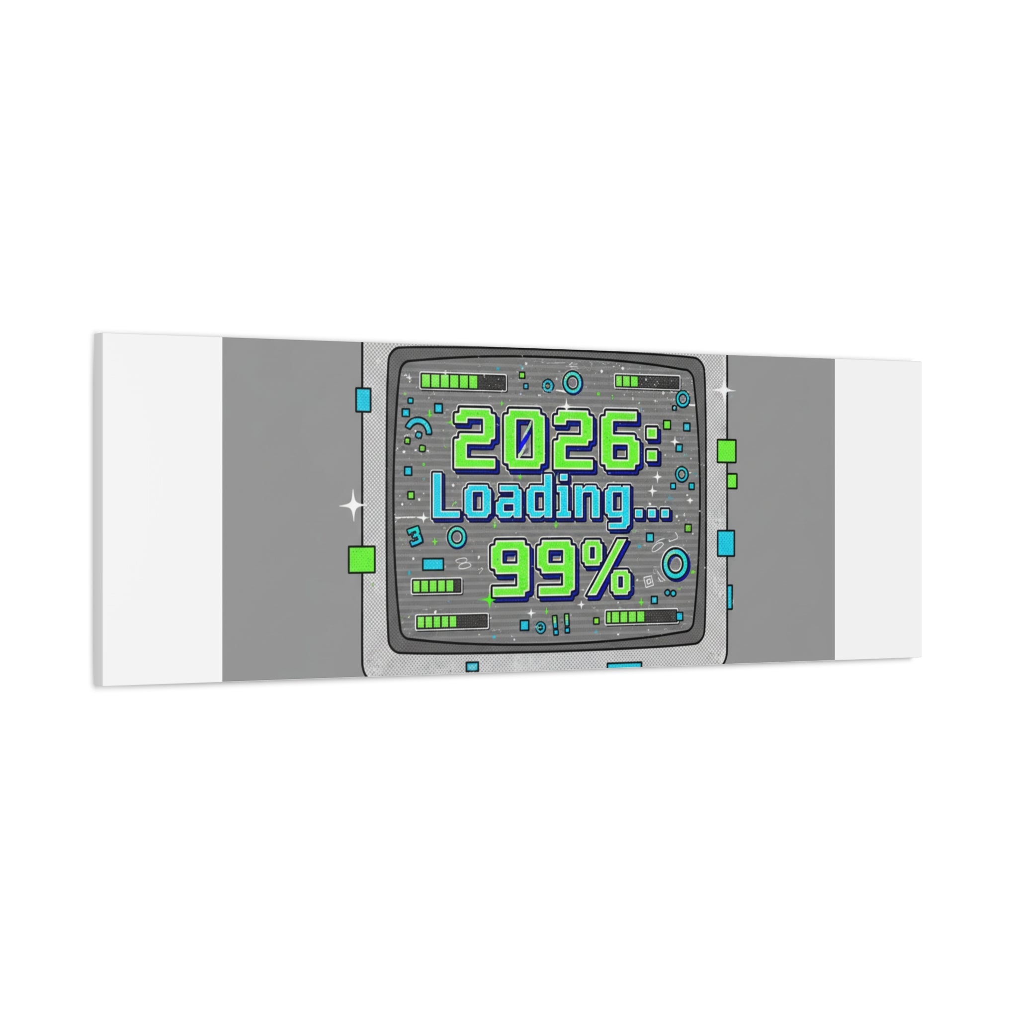 2026 Loading 99% Canvas | NYE countdown, retro system interface