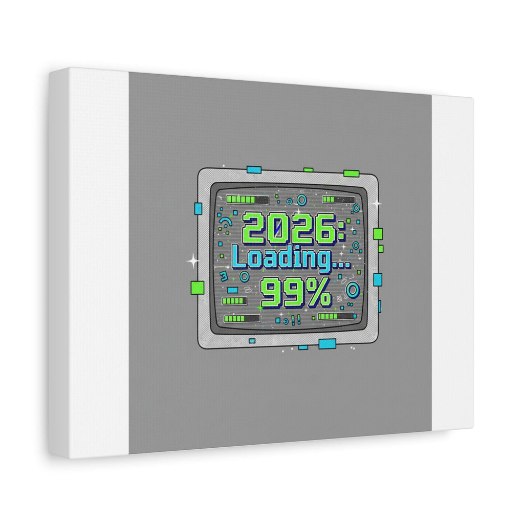 2026 Loading 99% Canvas | NYE countdown, retro system interface