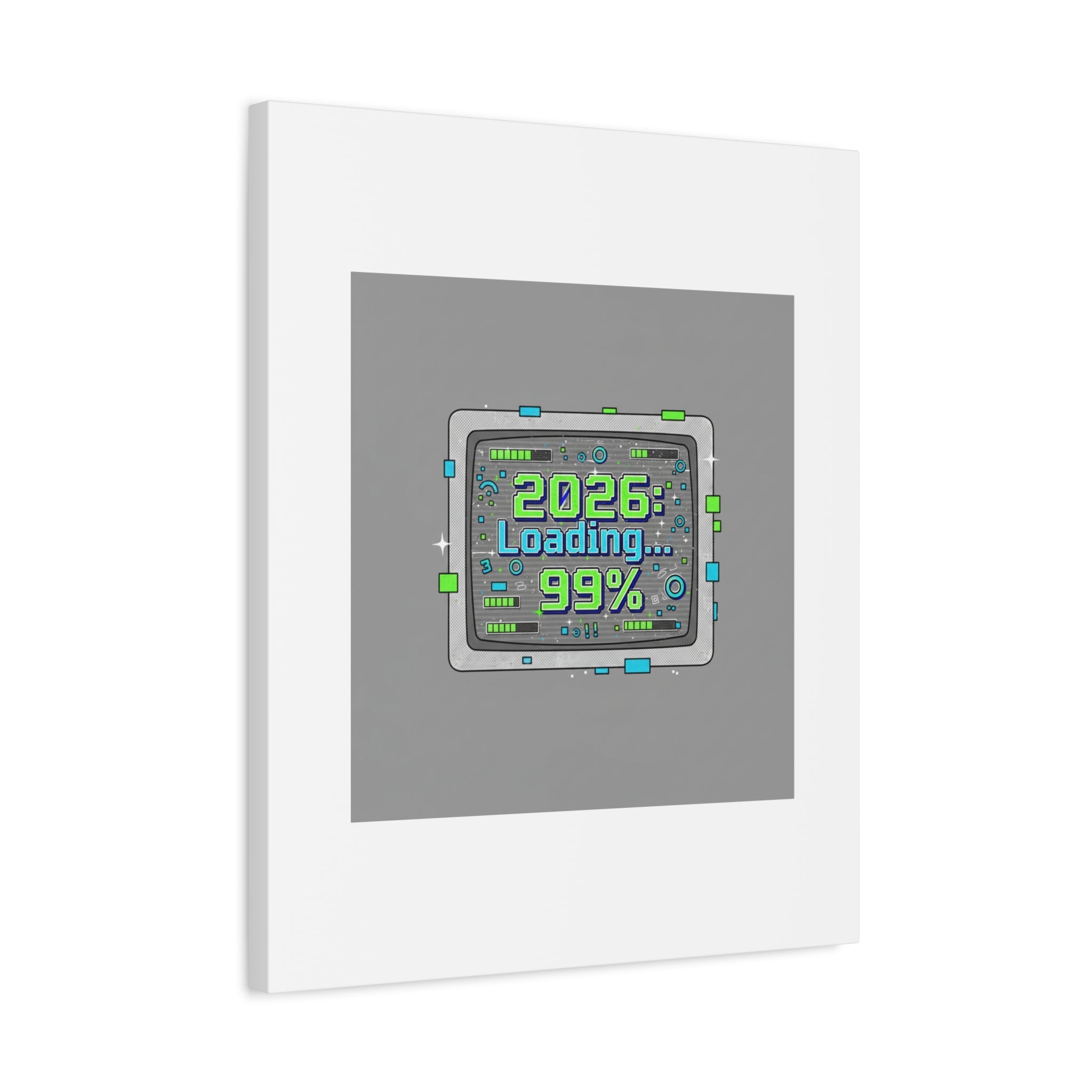 2026 Loading 99% Canvas | NYE countdown, retro system interface