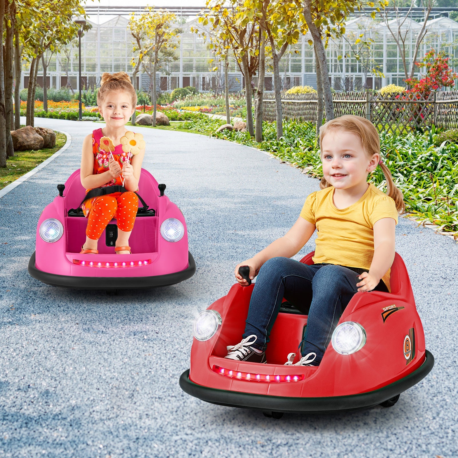 12V Electric Kids Ride on Bumper Car Battery Powered Bumping Car with Remote Control-Pink