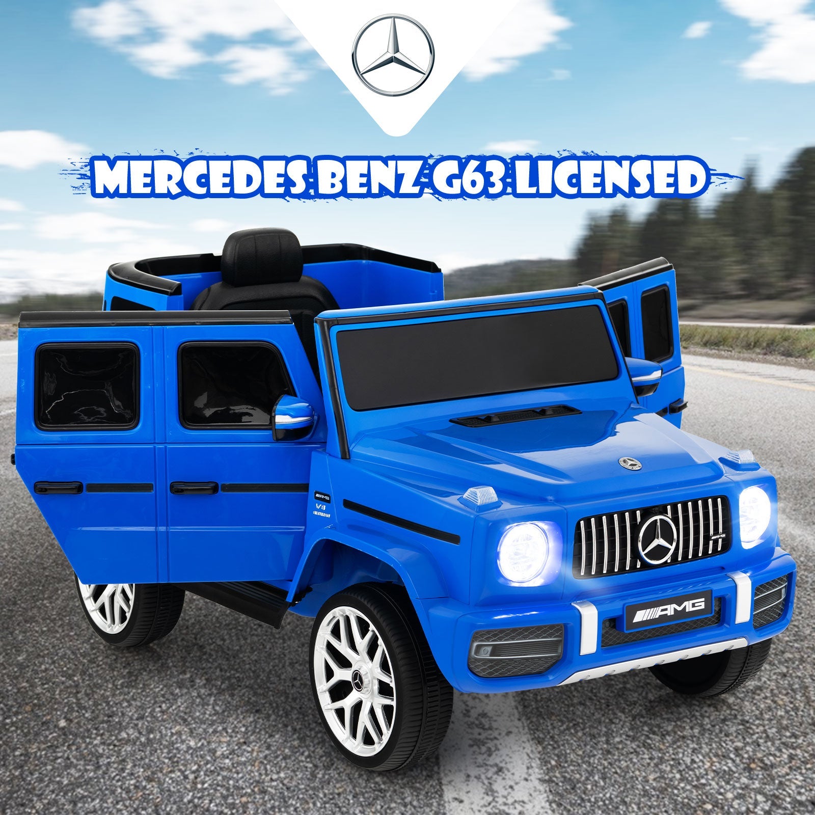 12V Mercedes-Benz G63 Licensed Kids Ride On Car with Remote Control-Navy