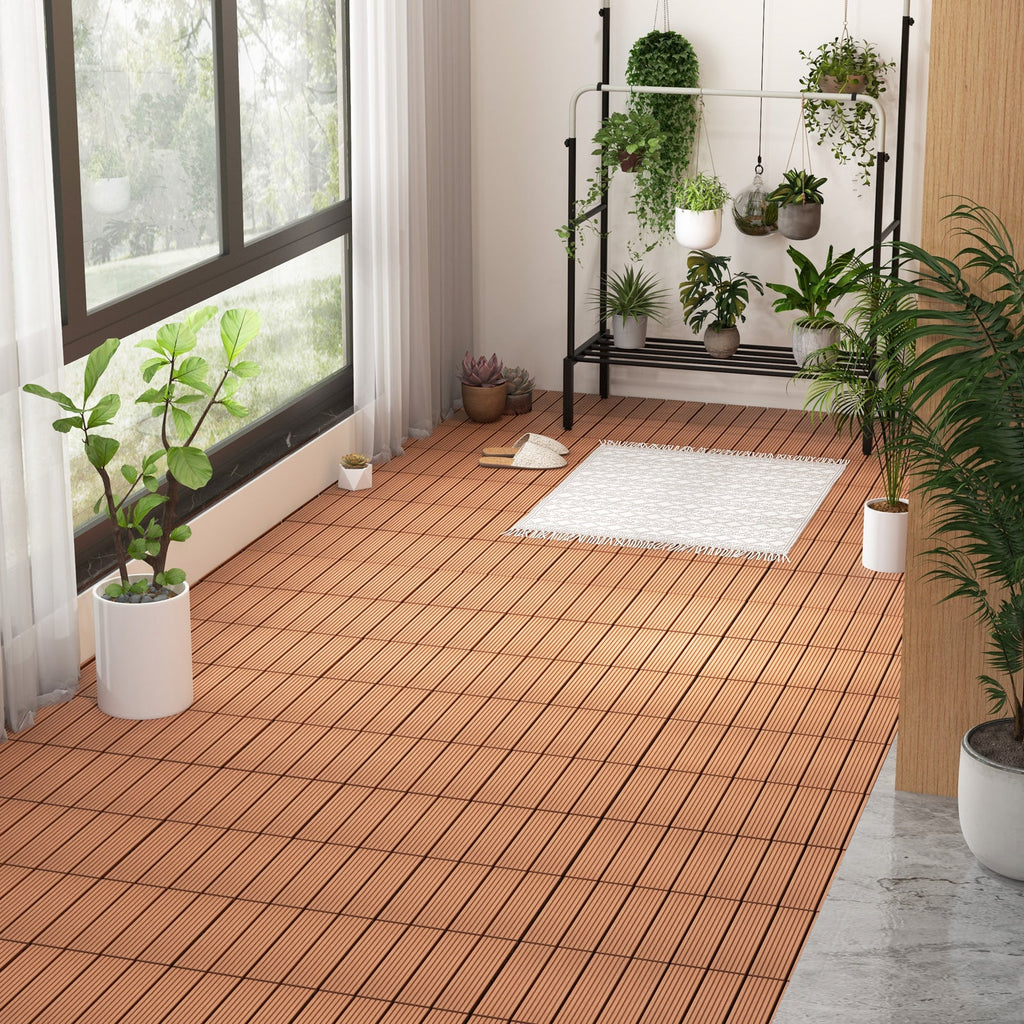 12 x 12 Inch 18 Piece All Weather Interlocking Deck Tiles for Splicing Area