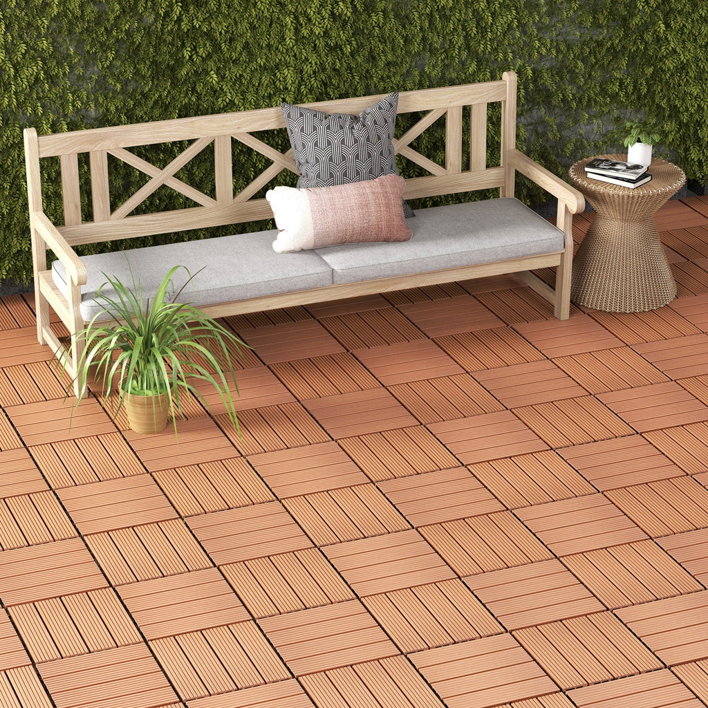 12 x 12 Inch 18 Piece All Weather Interlocking Deck Tiles for Splicing Area