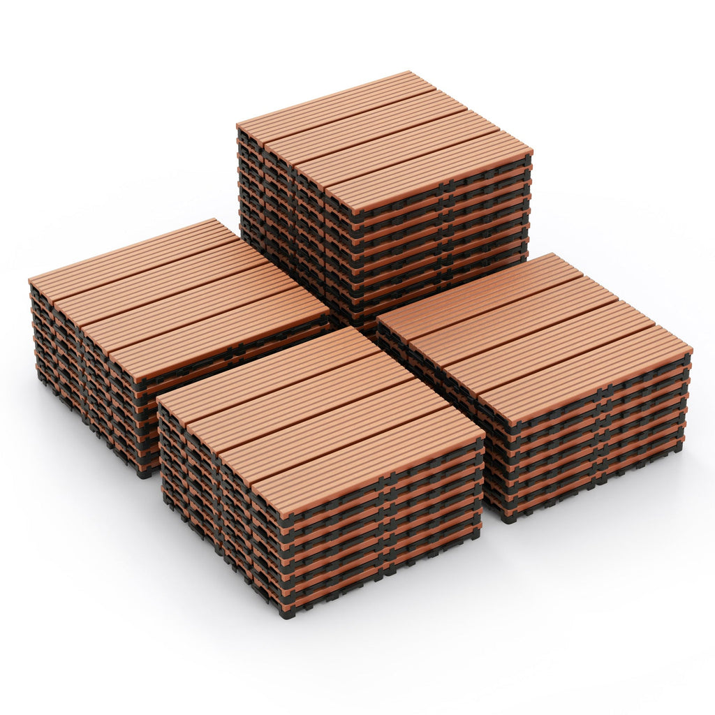 12 x 12 Inch 18 Piece All Weather Interlocking Deck Tiles for Splicing Area