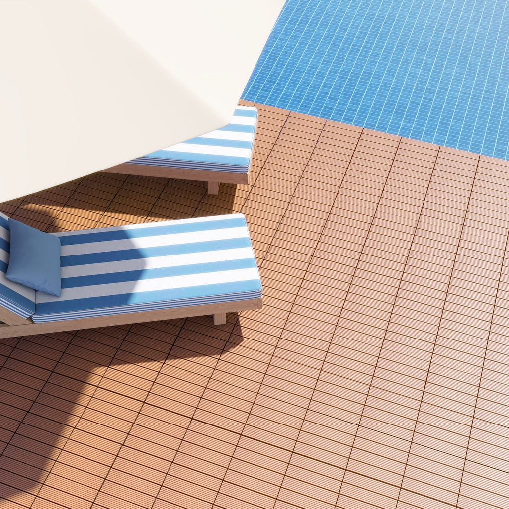 12 x 12 Inch 18 Piece All Weather Interlocking Deck Tiles for Splicing Area