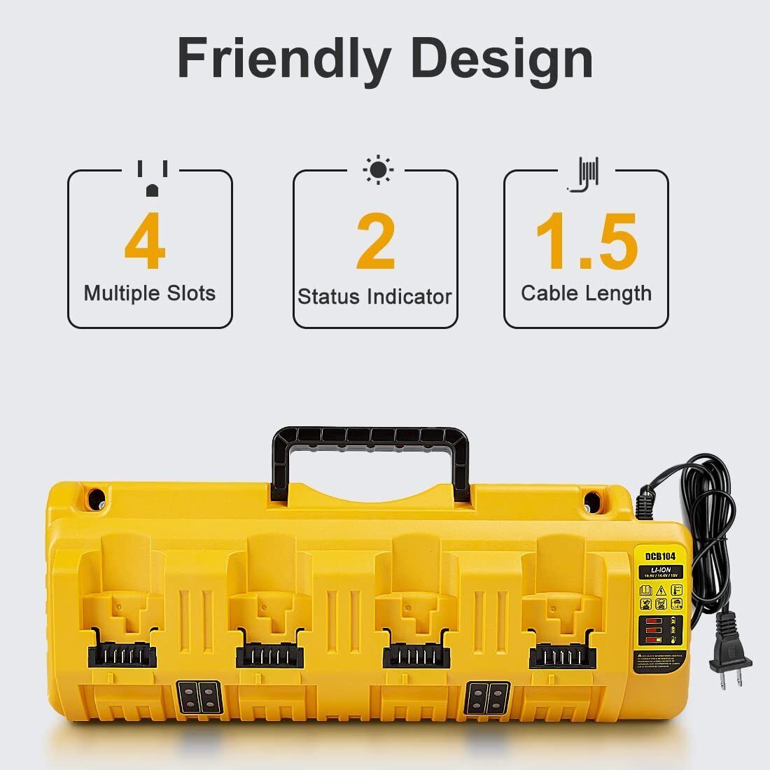 12v 18v 20v Multi-Port Fast Charger New for DEWALT Li-Ion Batteries DCB104