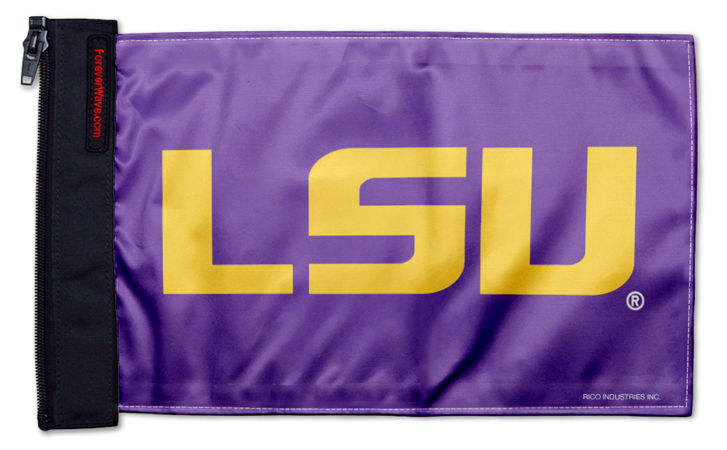 LSU 11"x17" Forever Wave Flag for Jeep Wrangler CJ-7 and CJ-8 1976-1986