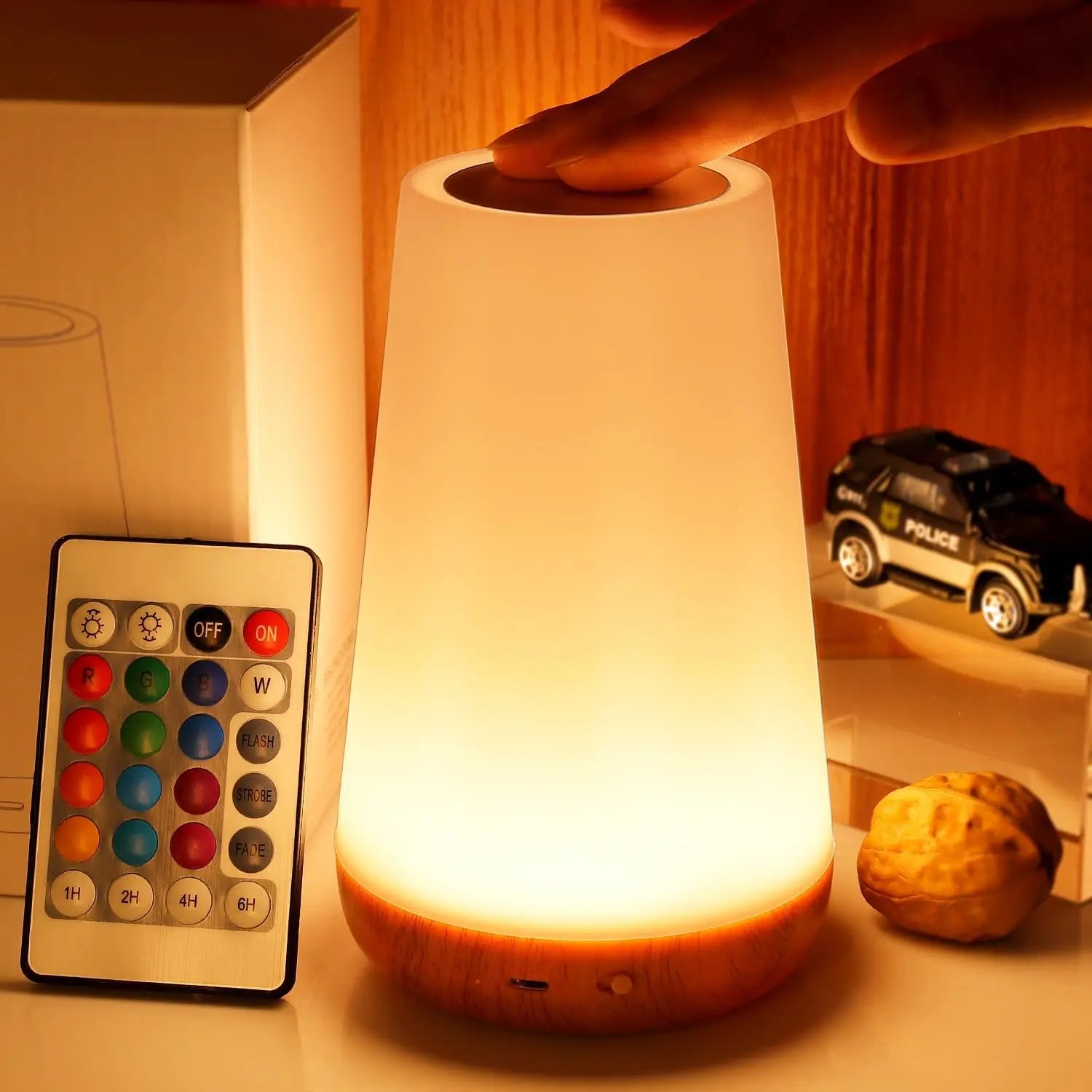 13 - Color RGB Touch Night Light - Remote Dimmable USB Rechargeable Bedside & Table Lamp - PhishStones Products
