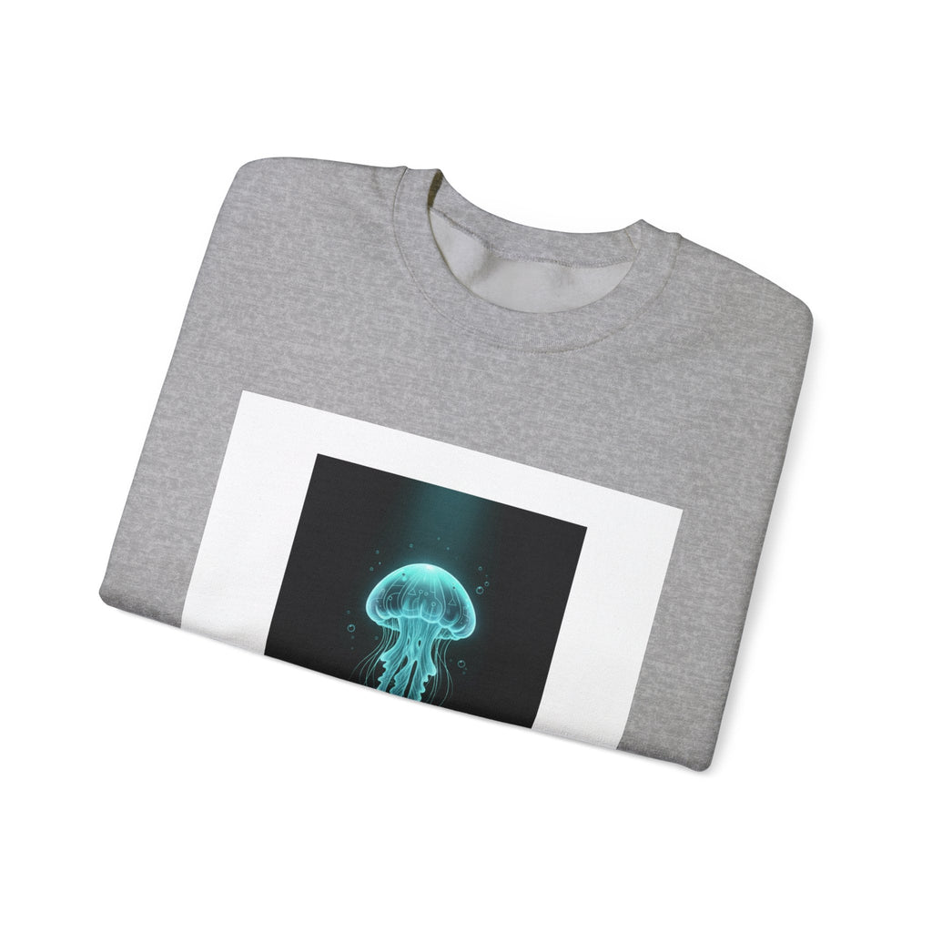 Bioluminescent Jellyfish Crewneck Sweatshirt | neon jelly print, deep-sea aesthetic