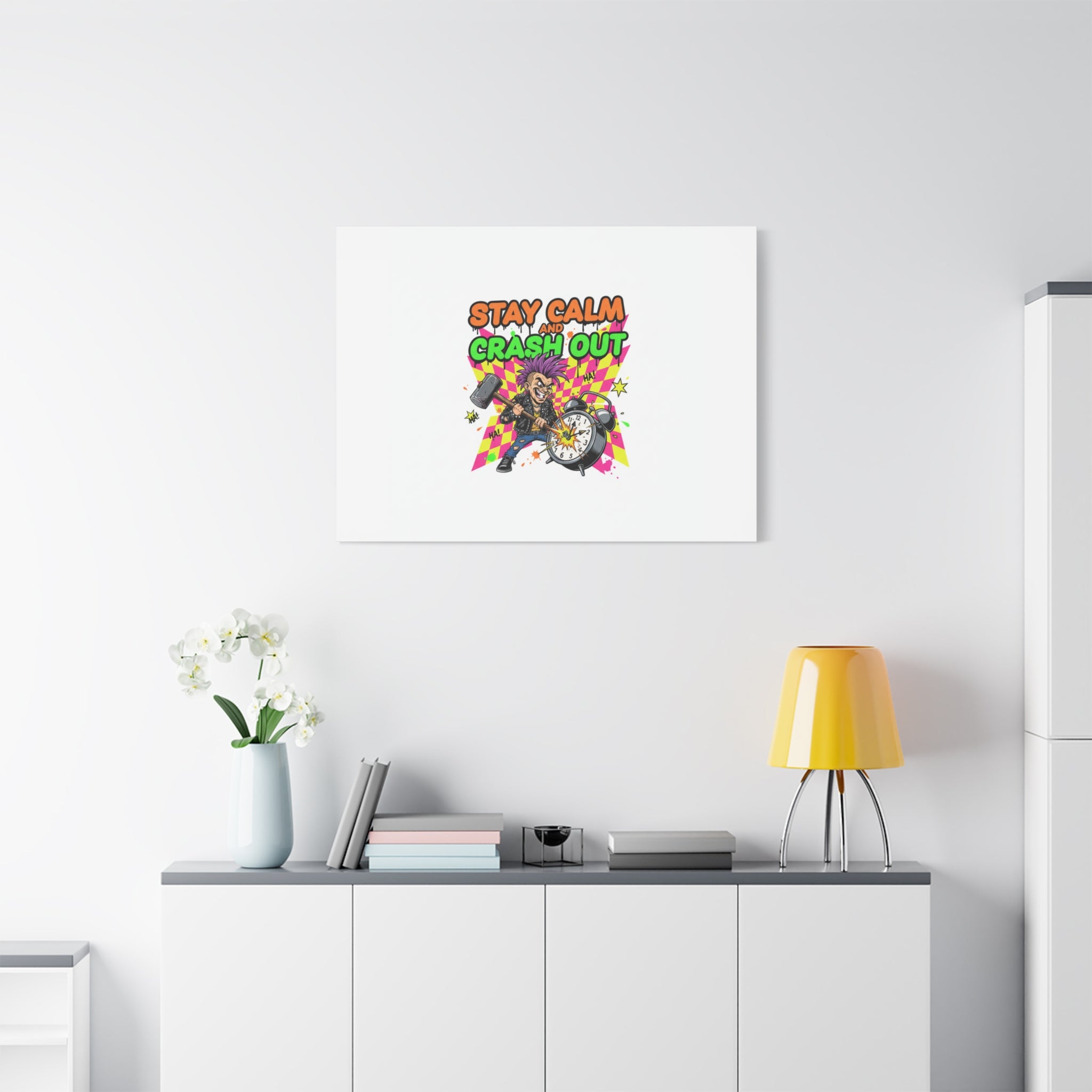 Stay Calm and Crash Out Canvas | neon skate graffiti, meltdown art