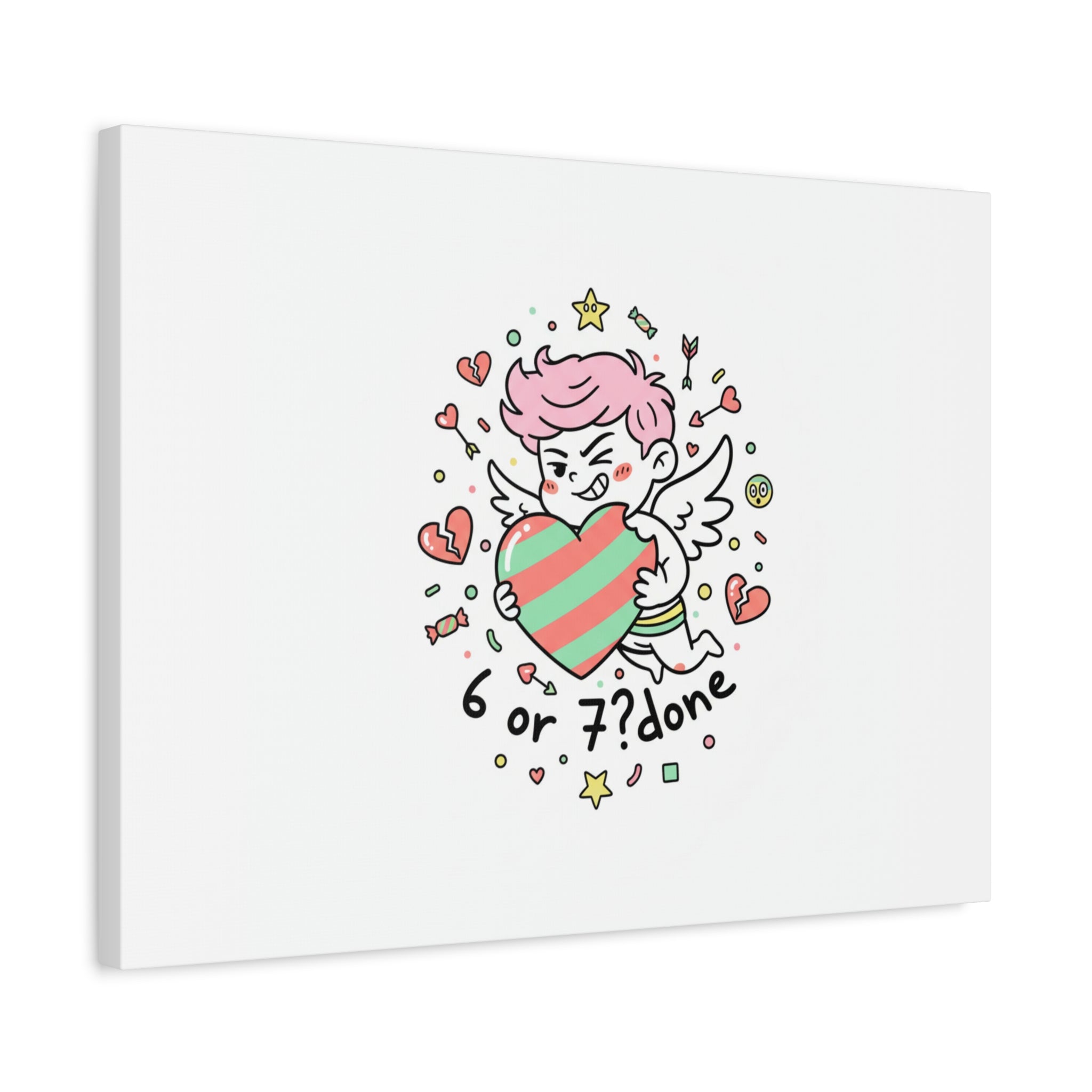 Weird Cupid heart illustration Canvas | Weird Valentine, quirky chaotic love