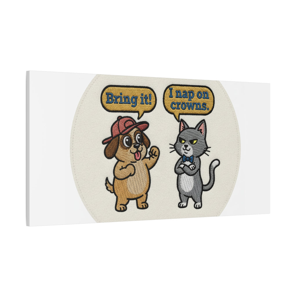 Funny Cat vs Dog Canvas | Pet Rivalry Wall Art