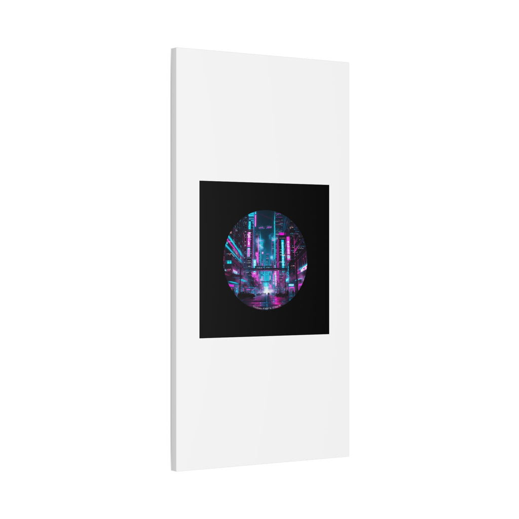 Neon Cyberpunk Cityscape Canvas | synthwave skyline, future city art