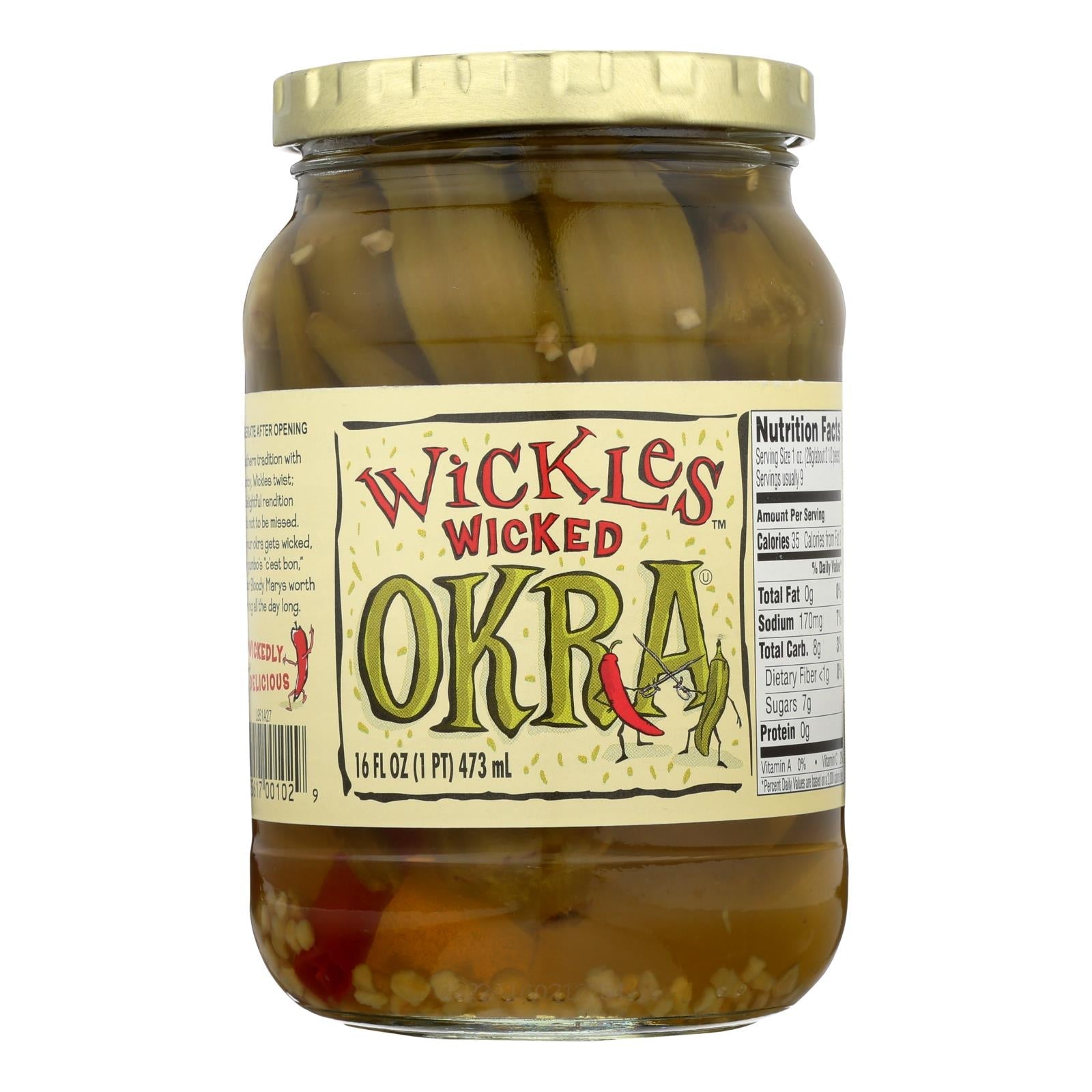 Wickles Wicked Okra, Case of 6, 16 oz Jars