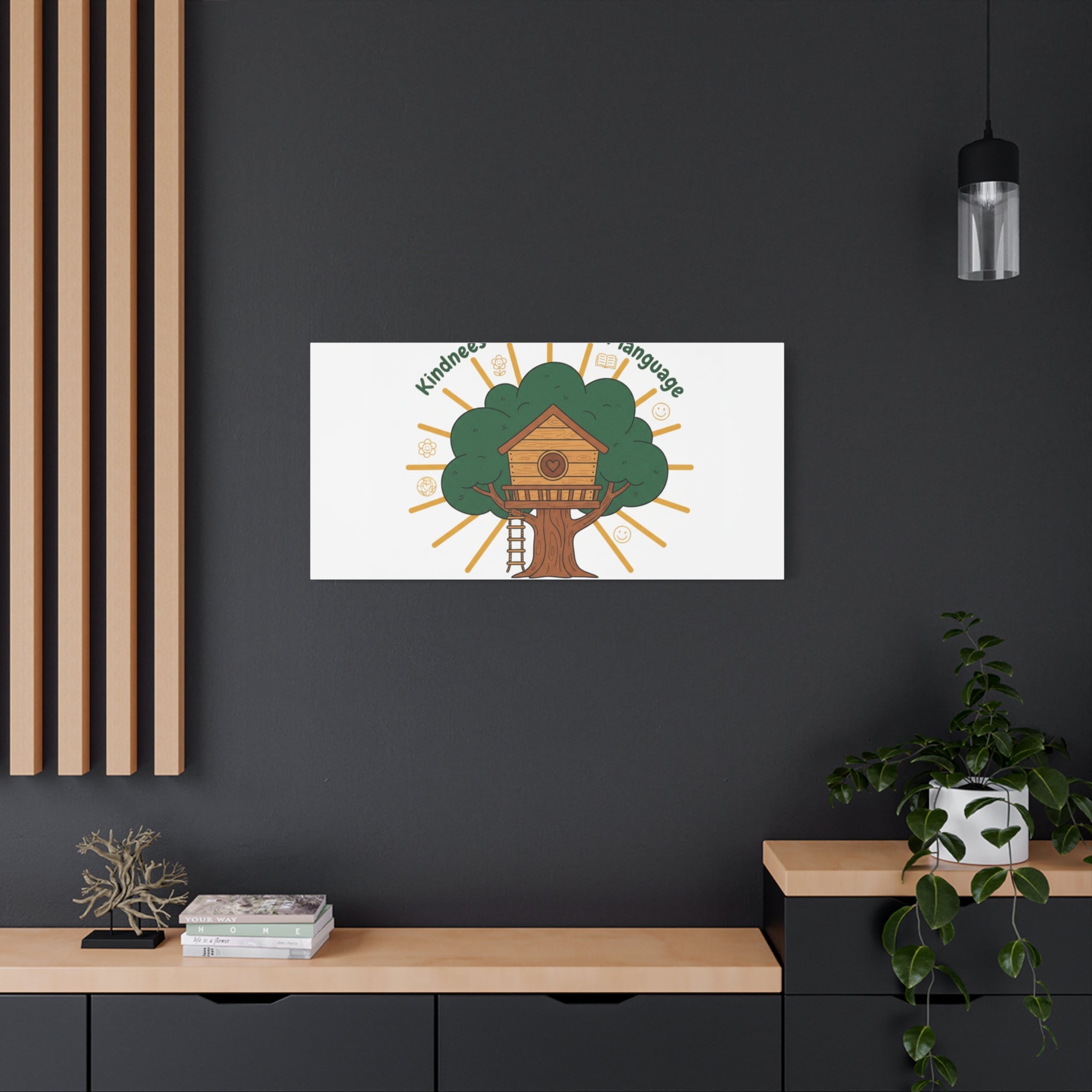Kindness Is a Universal Language Canvas | Eco Humor, Treehouse Art