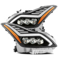 AlphaRex 08-13 Infiniti G37 Coupe SD NOVA LED Proj Headlights Plank Gloss Blk w/Activ Light/Seq Sig 881985 *Discontinued