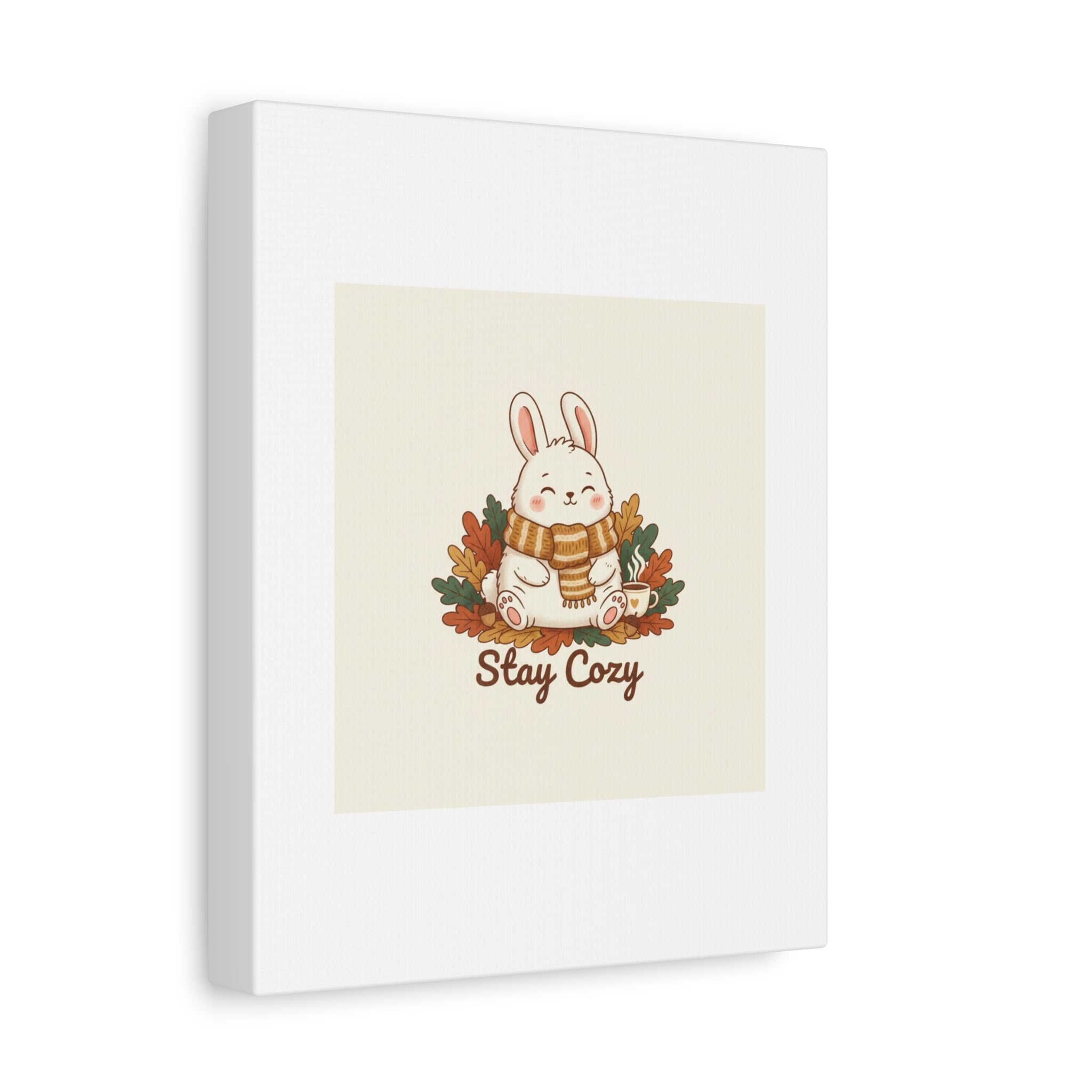 Cozy Bunny Illustration Canvas | Cute Critter Winter Forest Art