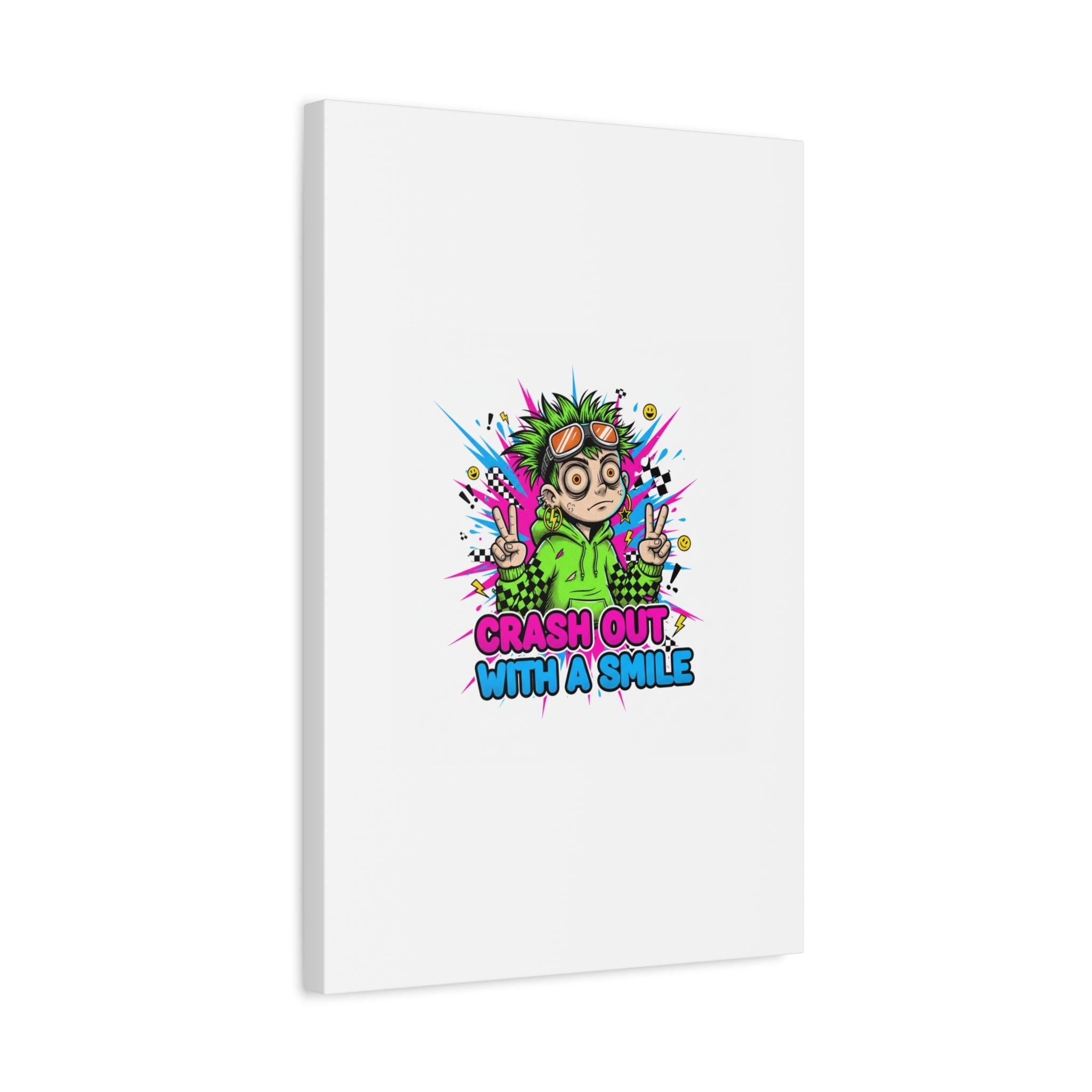 Crash Out With a Smile Canvas Print | Neon Skate Graffiti, Meme Meltdown Art