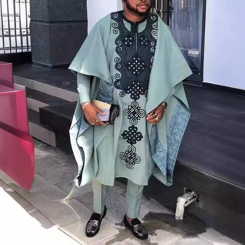 African Ethnic Print Casual Men's Three-piece Suit